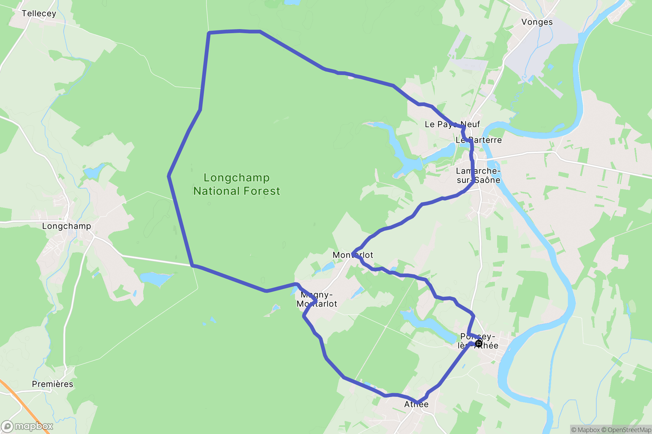 Poncey-lès-Athée : carte du parcours de randonnée - France