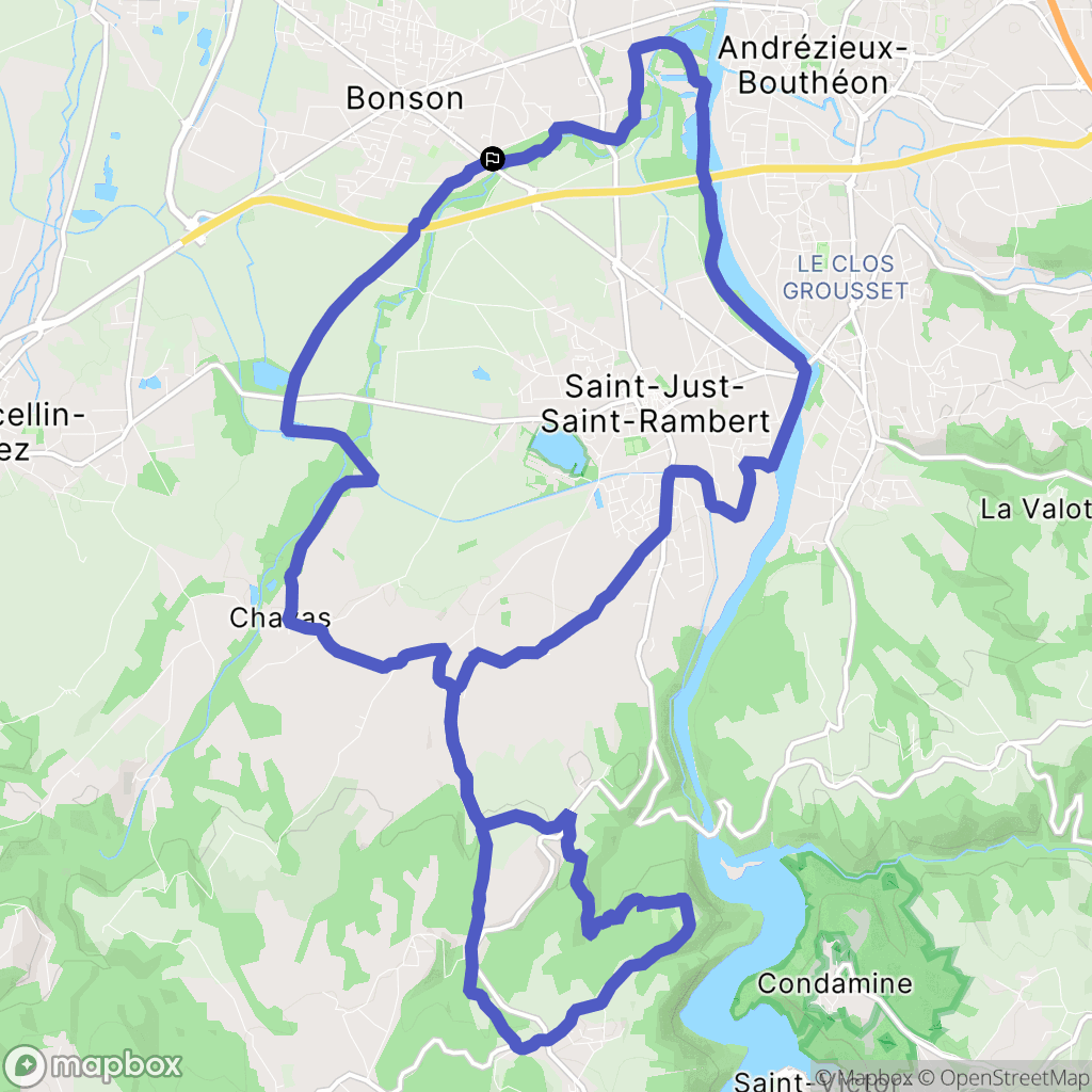Bonson : carte du parcours de randonnée - France