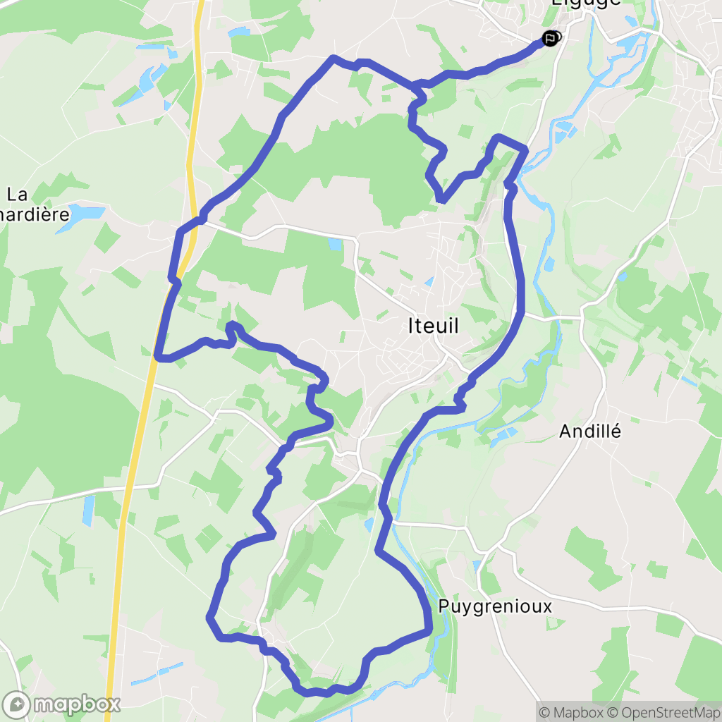 Ligugé : carte du parcours de randonnée - France