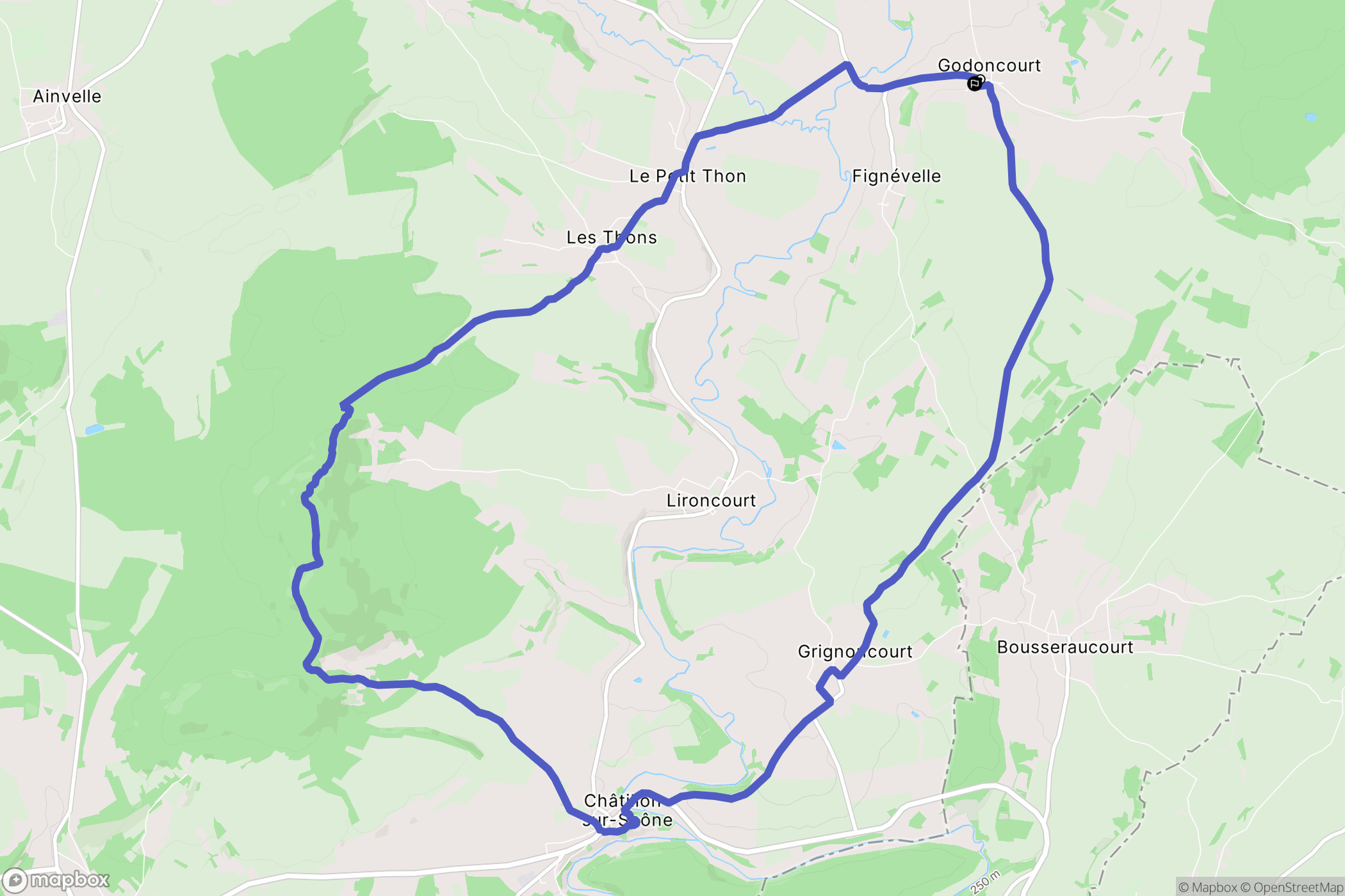 Godoncourt : carte du parcours de randonnée - France