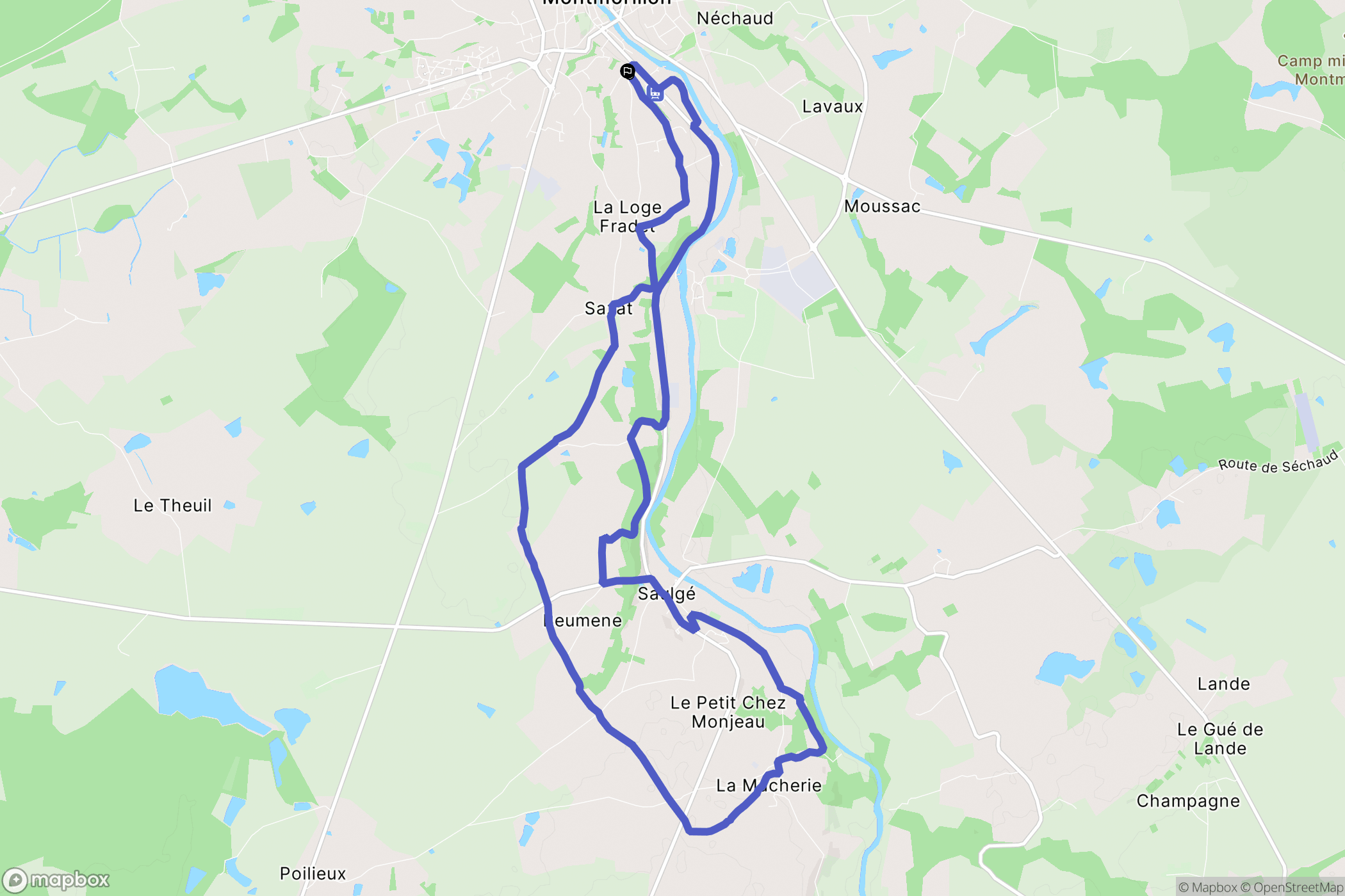 Saulgé : carte du parcours de randonnée - France
