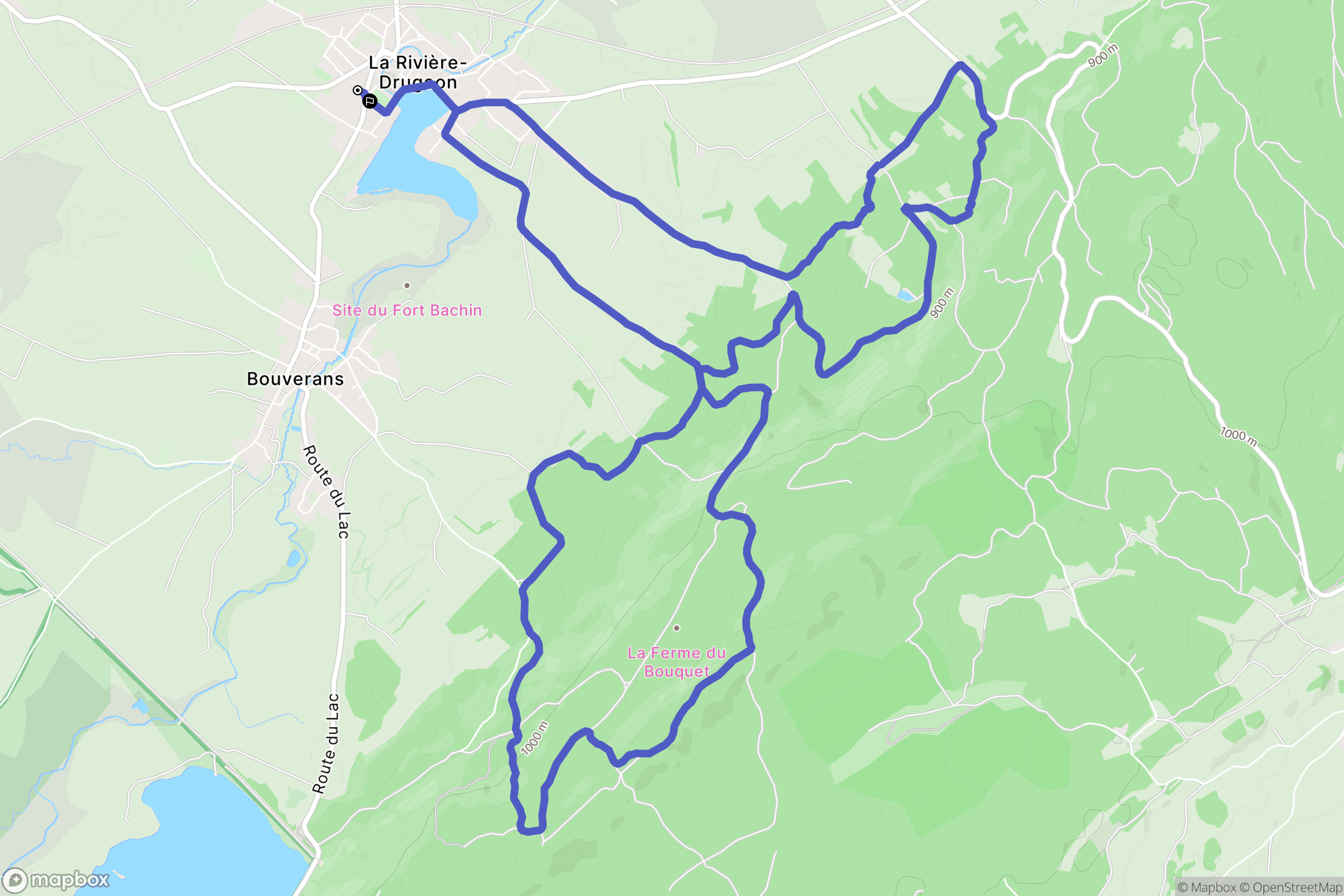 La Rivière-Drugeon : carte du parcours de randonnée - France