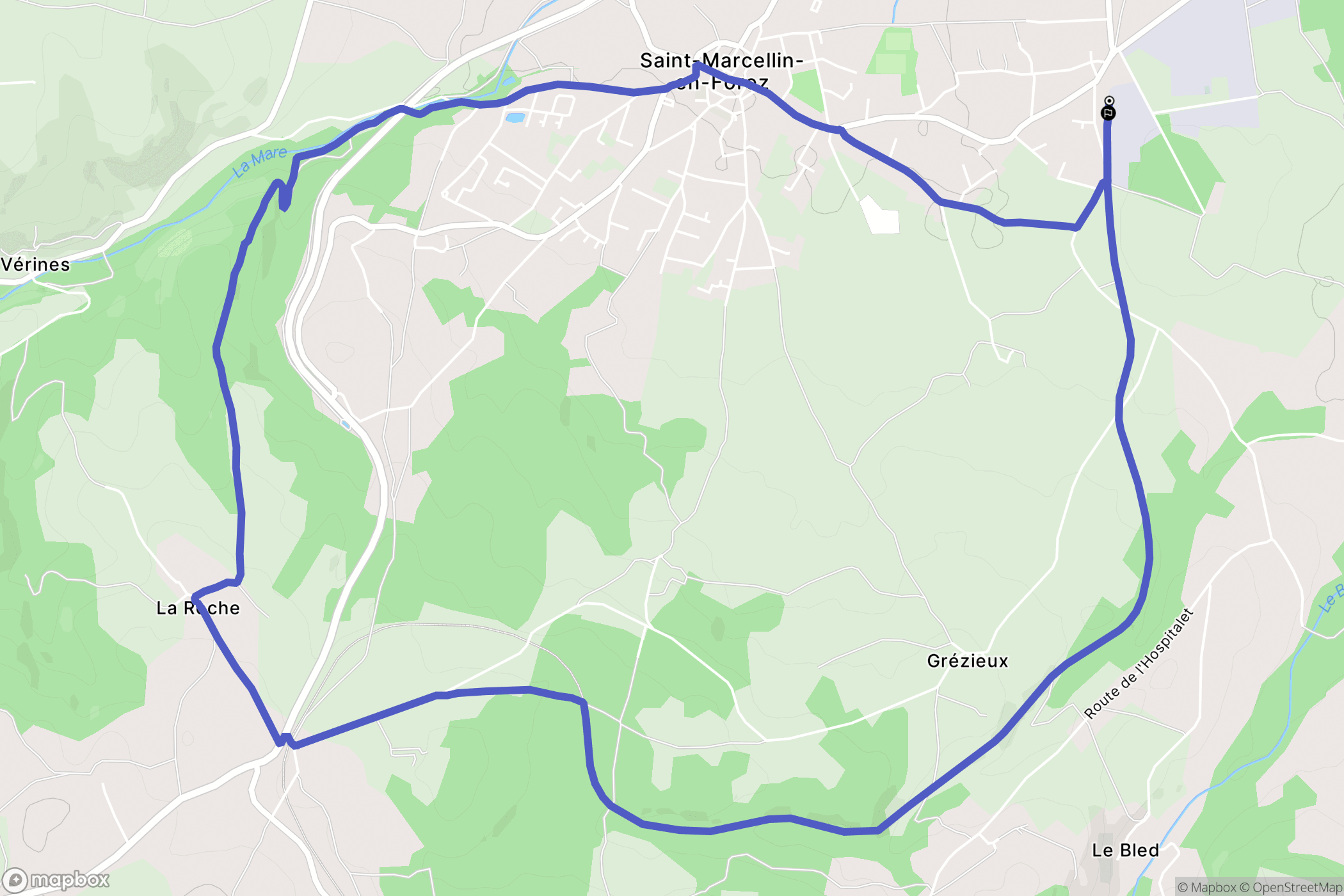 Saint-Marcellin-en-Forez : carte du parcours de randonnée - France