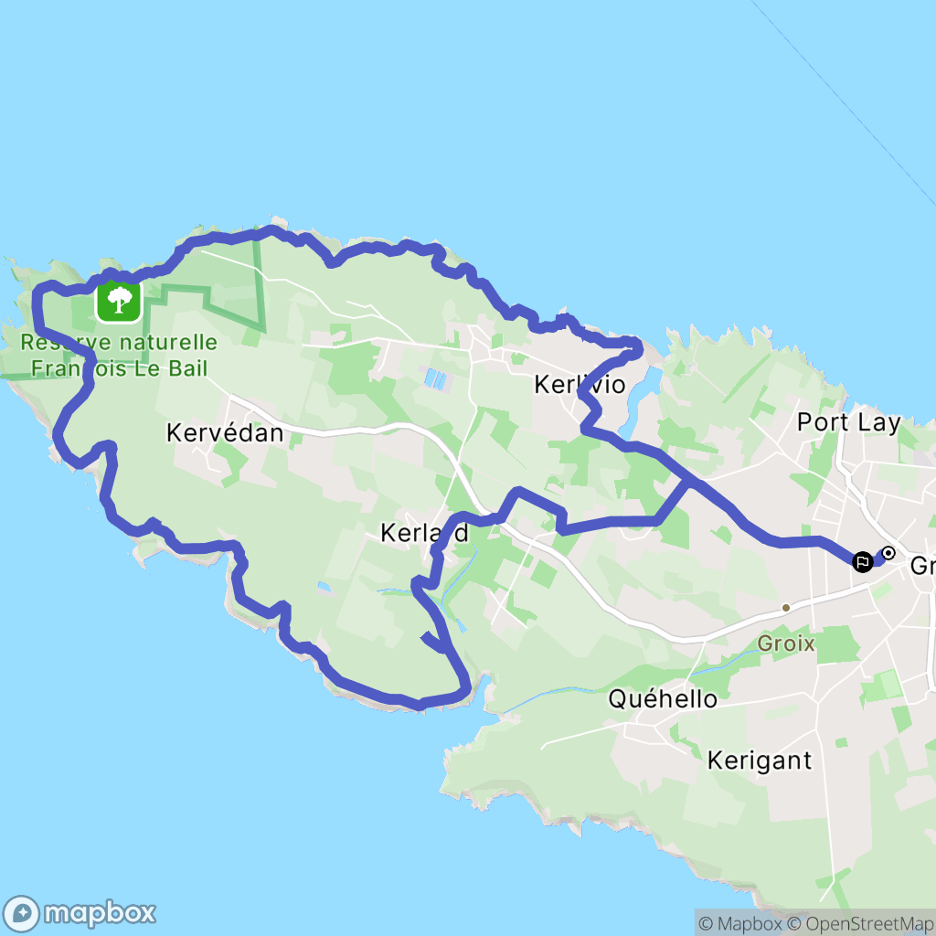 Groix : carte du parcours de randonnée - France