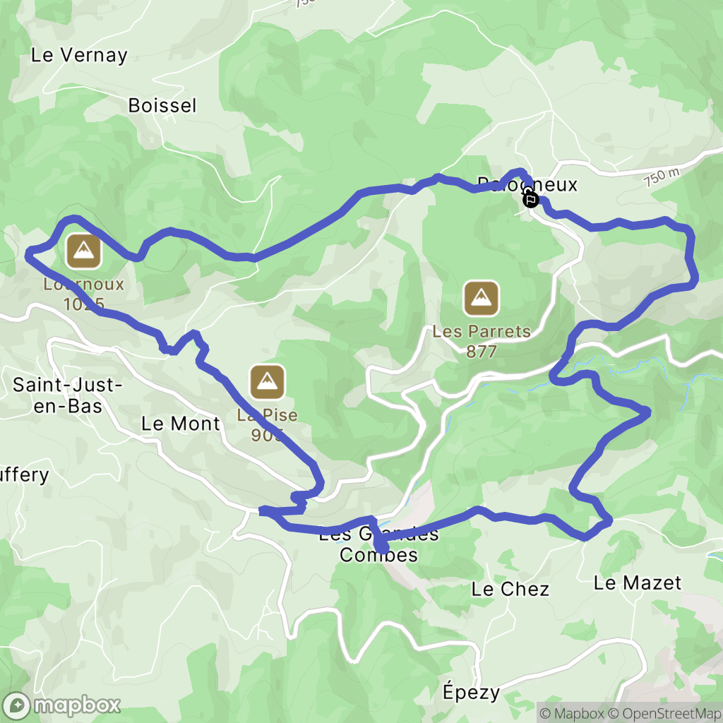 Palogneux : carte du parcours de randonnée - France