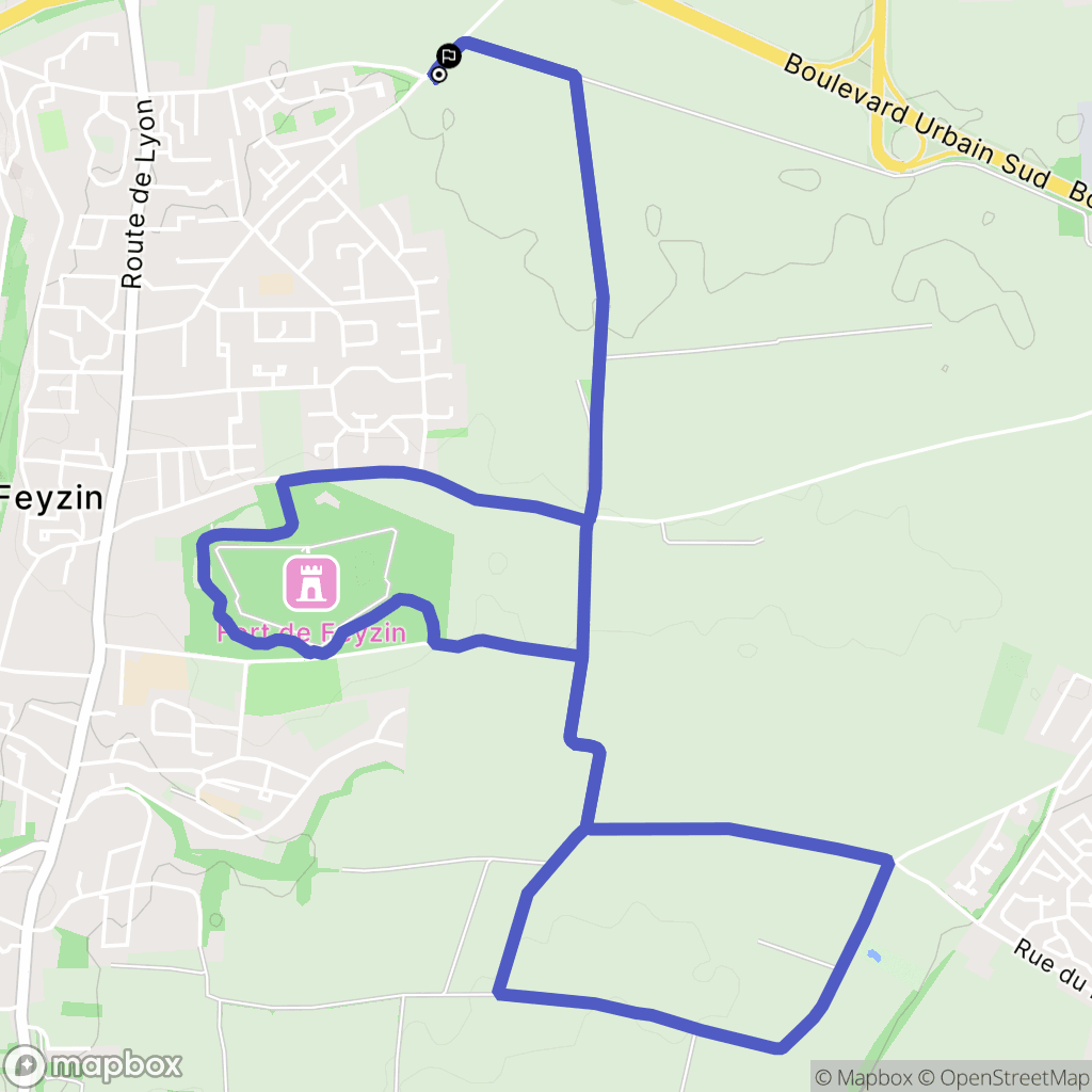Feyzin : carte du parcours de randonnée - France