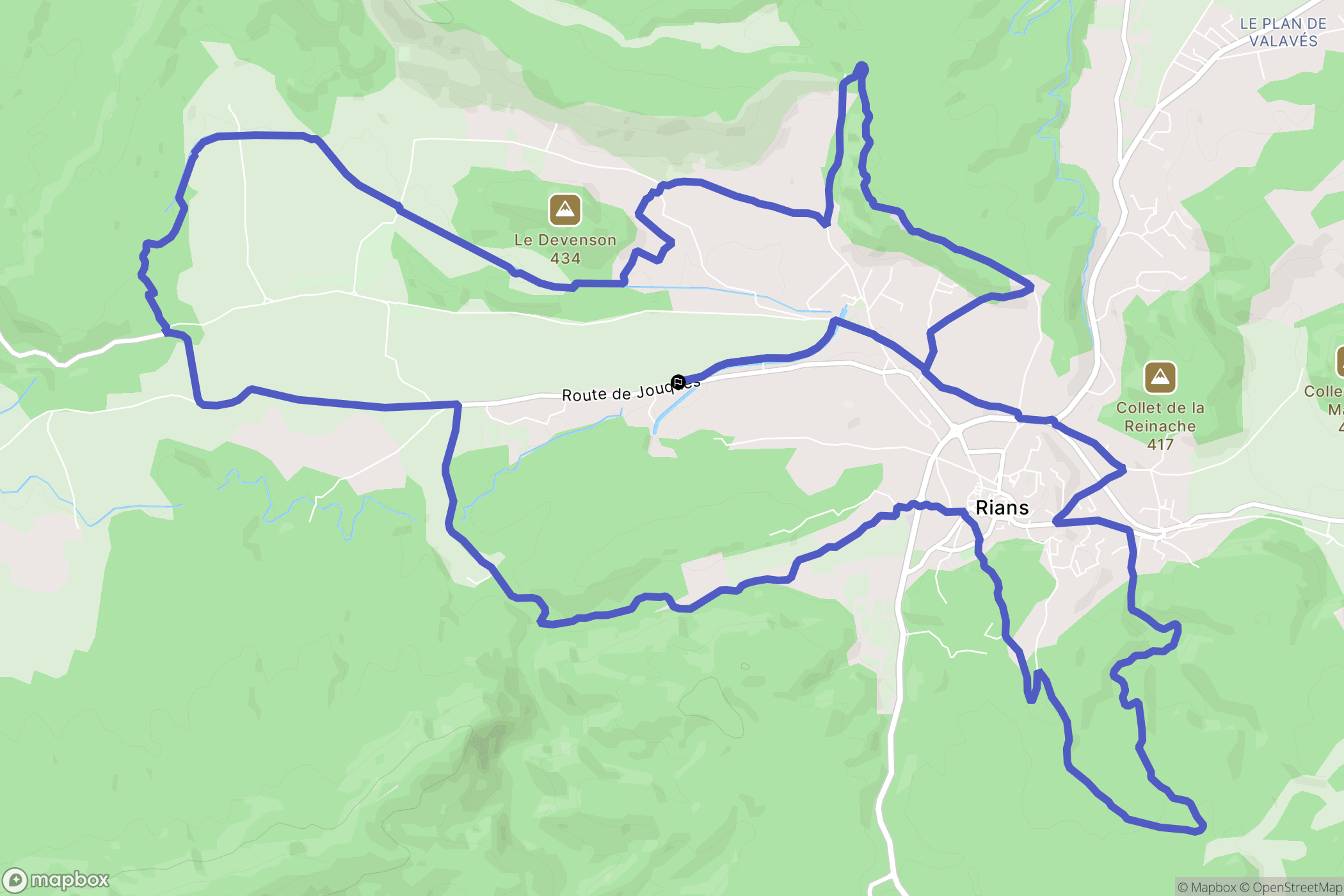 Rians : carte du parcours de randonnée - France