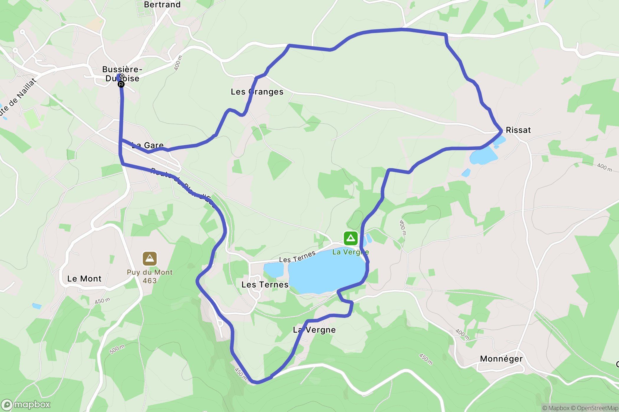 Bussière-Dunoise : carte du parcours de randonnée - France