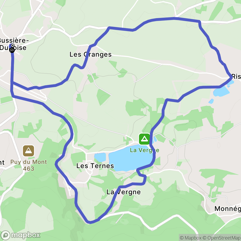 Bussière-Dunoise : carte du parcours de randonnée - France