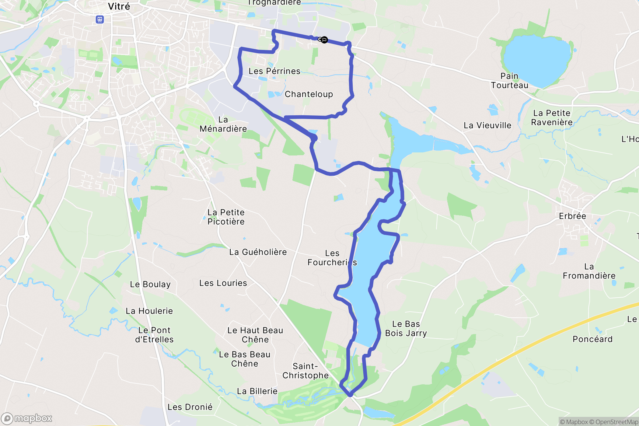 Vitré : carte du parcours de randonnée - France
