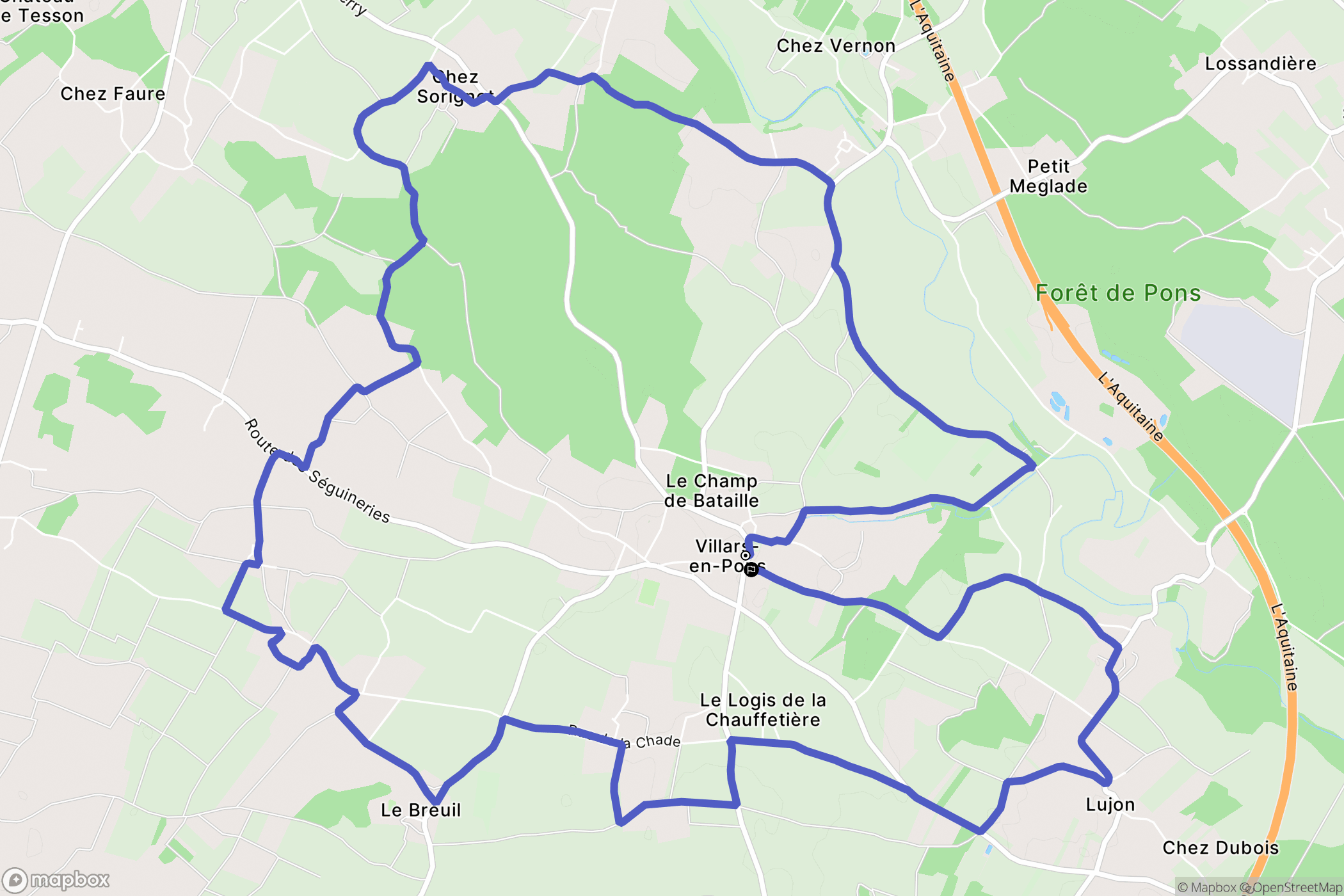 Villars-en-Pons : carte du parcours de randonnée - France
