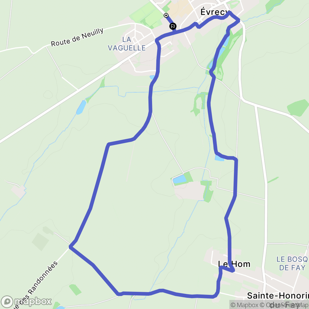Évrecy : carte du parcours de randonnée - France