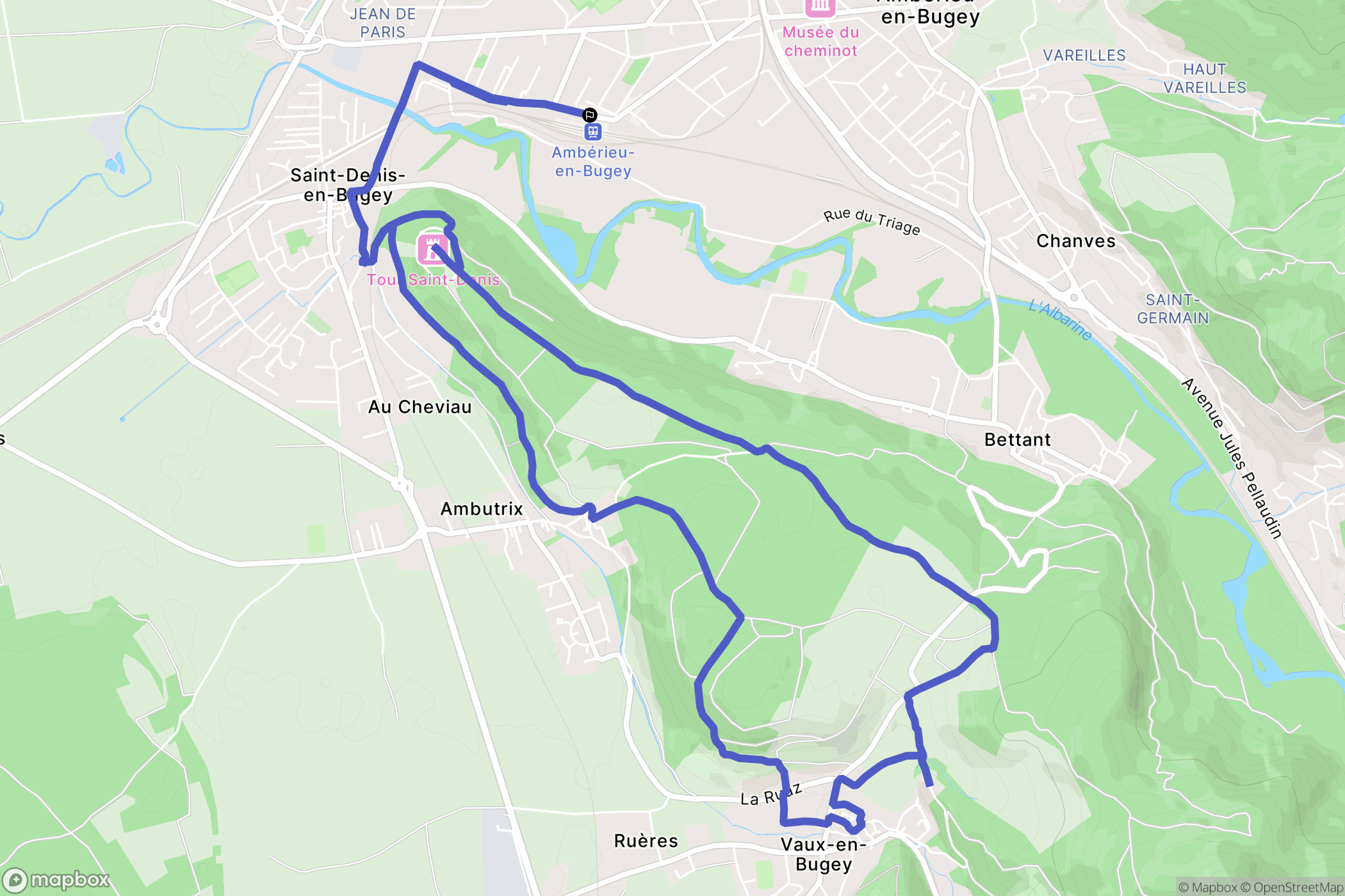 Ambérieu-en-Bugey : carte du parcours de randonnée - France