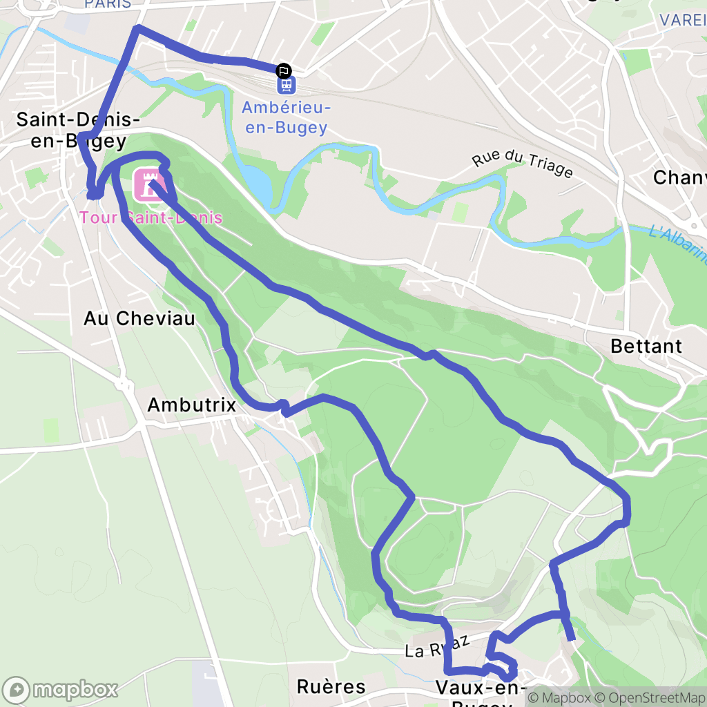 Ambérieu-en-Bugey : carte du parcours de randonnée - France
