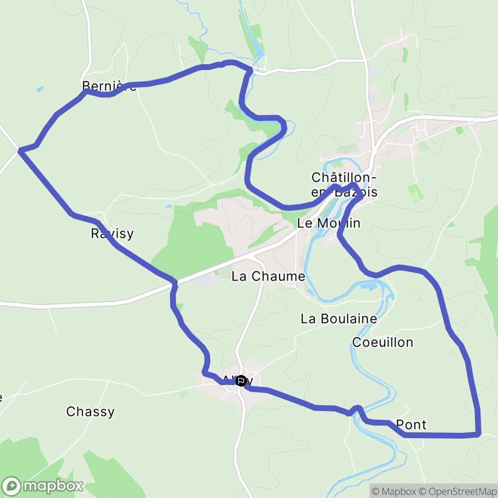 Alluy : carte du parcours de randonnée - France