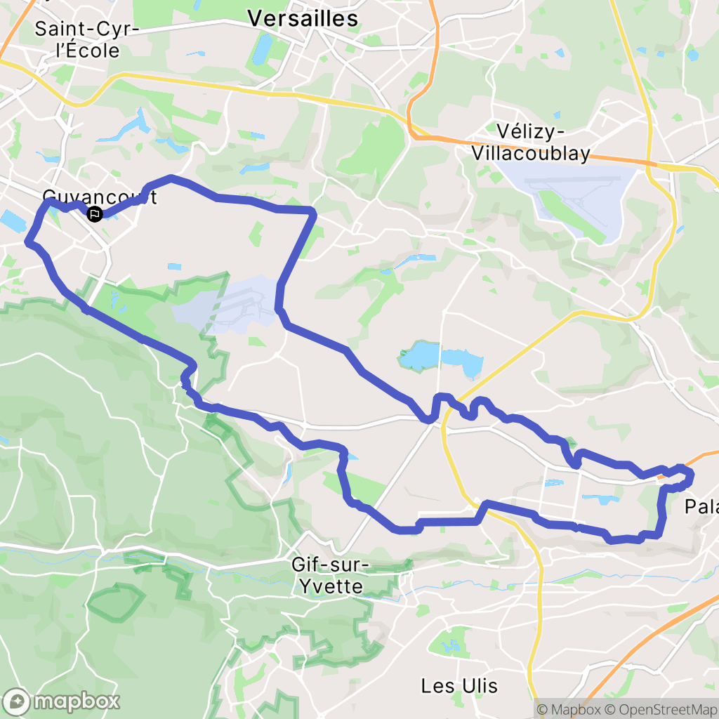 Guyancourt : carte du parcours de randonnée - France