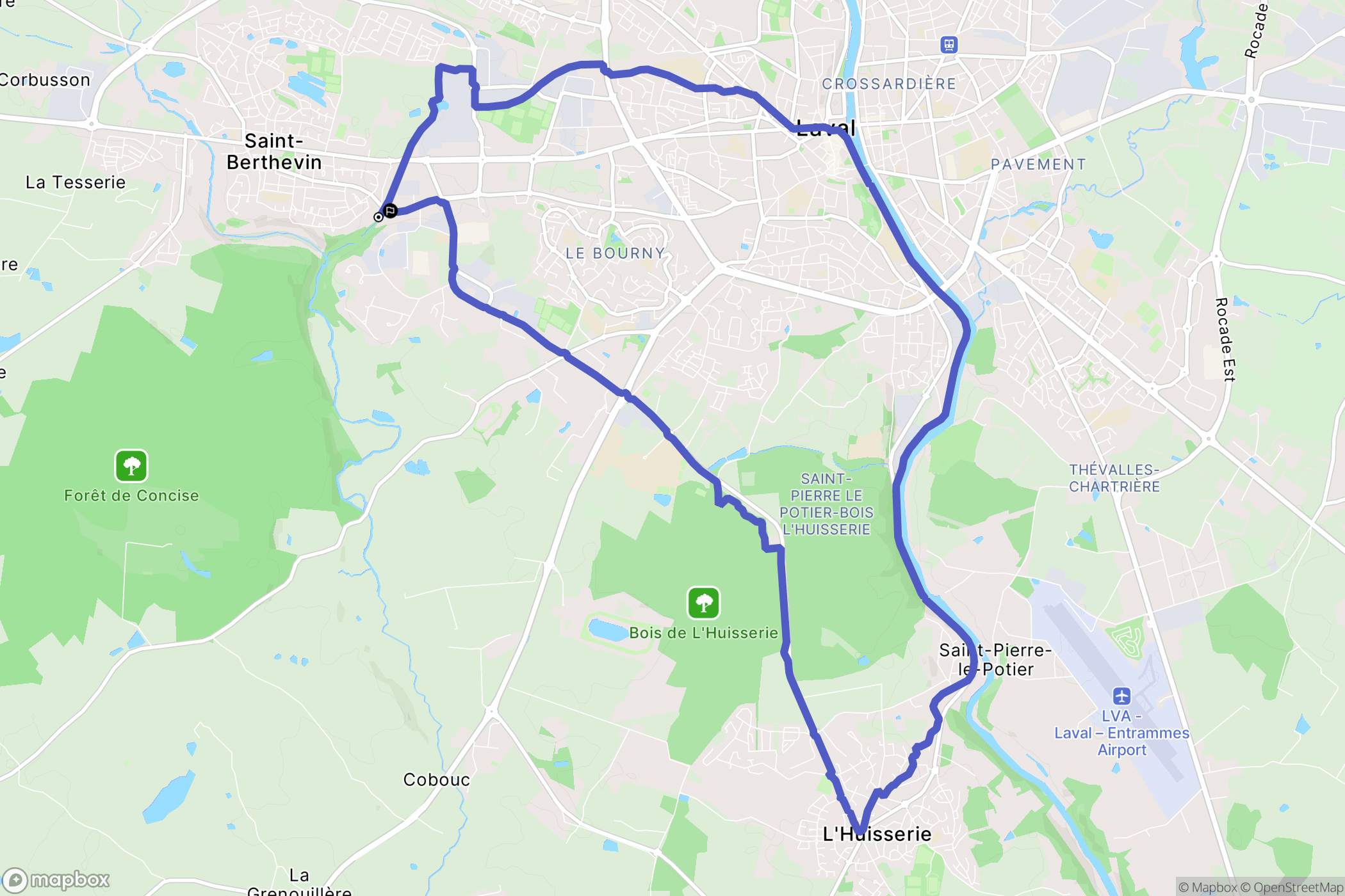 Saint-Berthevin : carte du parcours de randonnée - France
