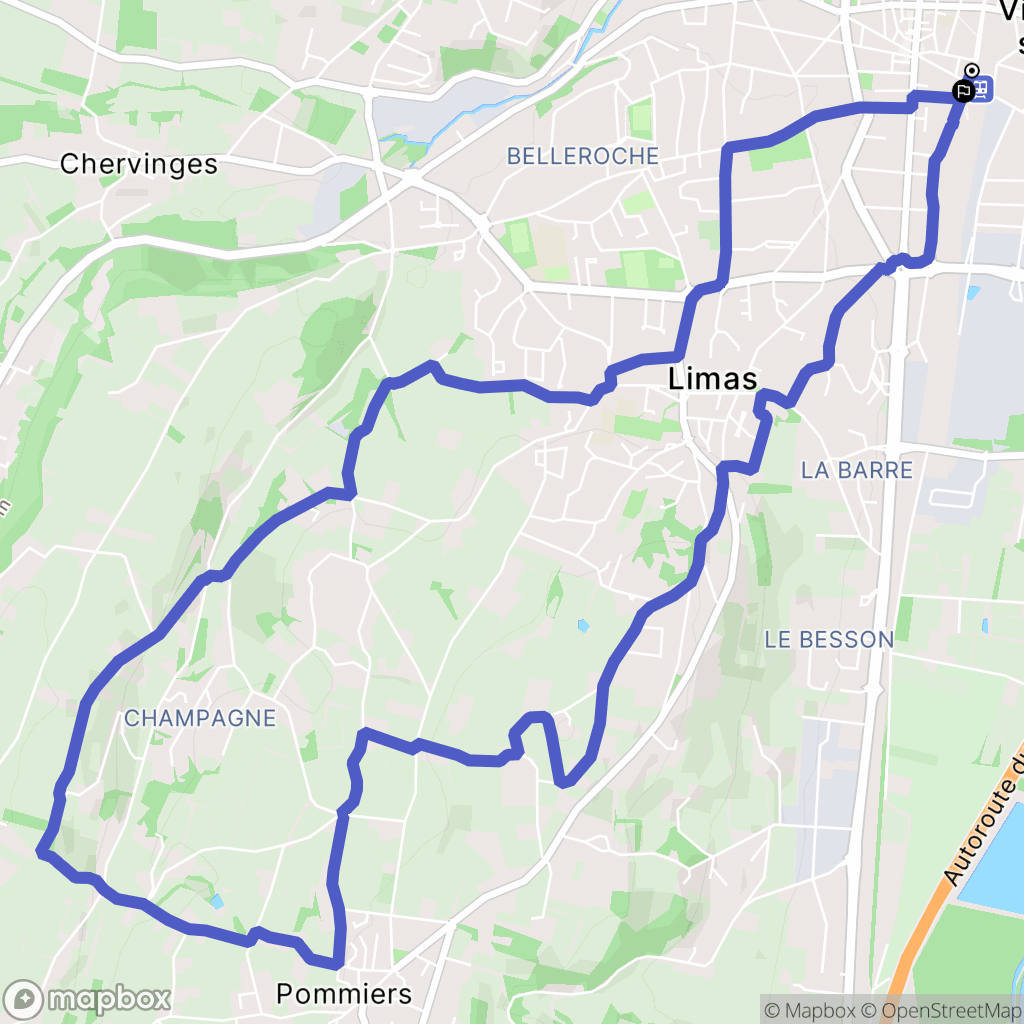 Villefranche-sur-Saône : carte du parcours de randonnée - France