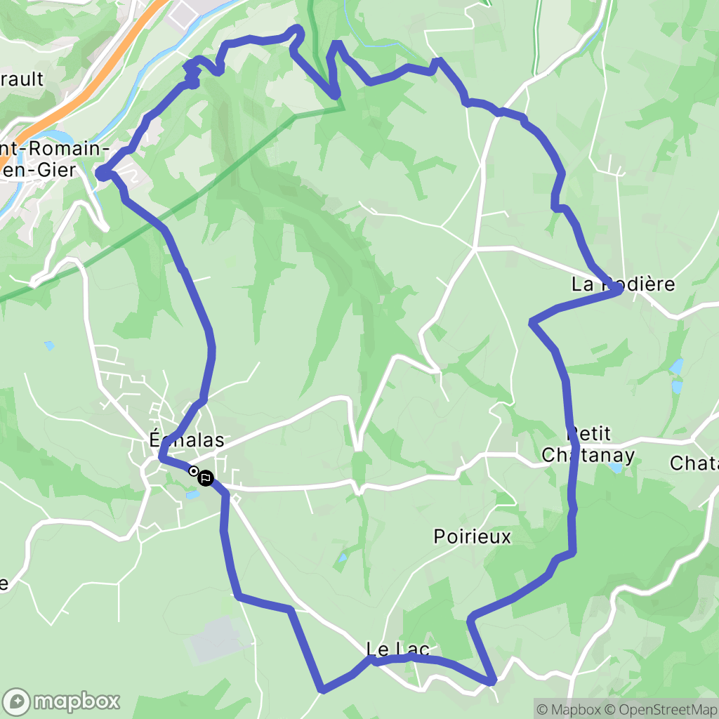 Échalas : carte du parcours de randonnée - France