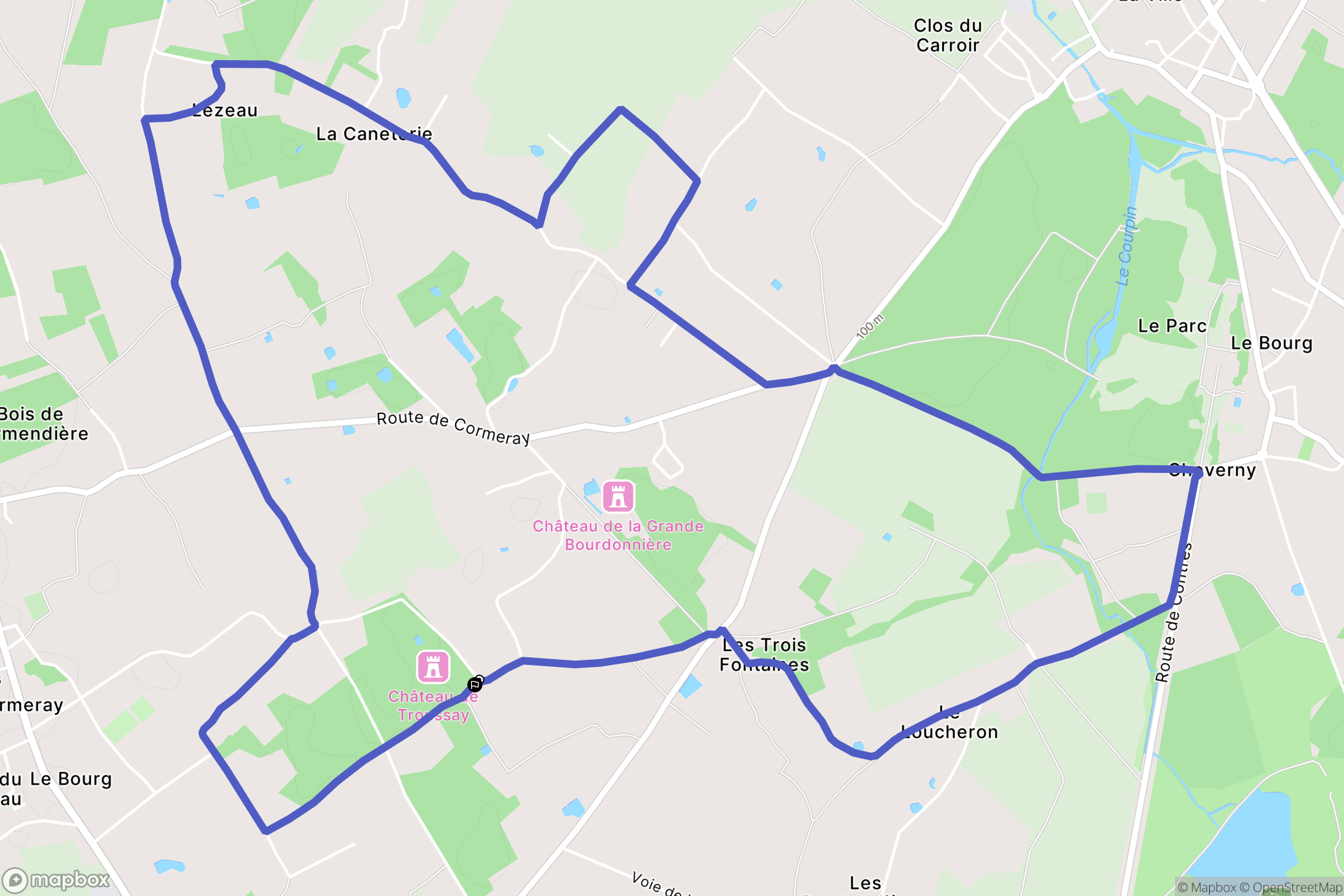 Cheverny : carte du parcours de randonnée - France