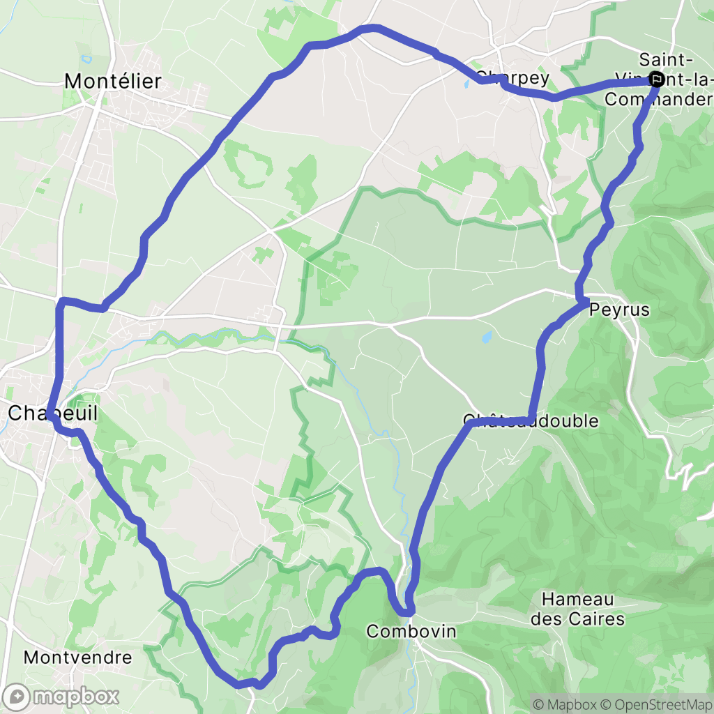Saint-Vincent-la-Commanderie : carte du parcours de randonnée - France