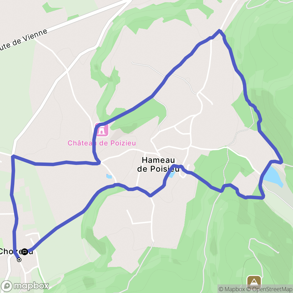 Chozeau : carte du parcours de randonnée - France