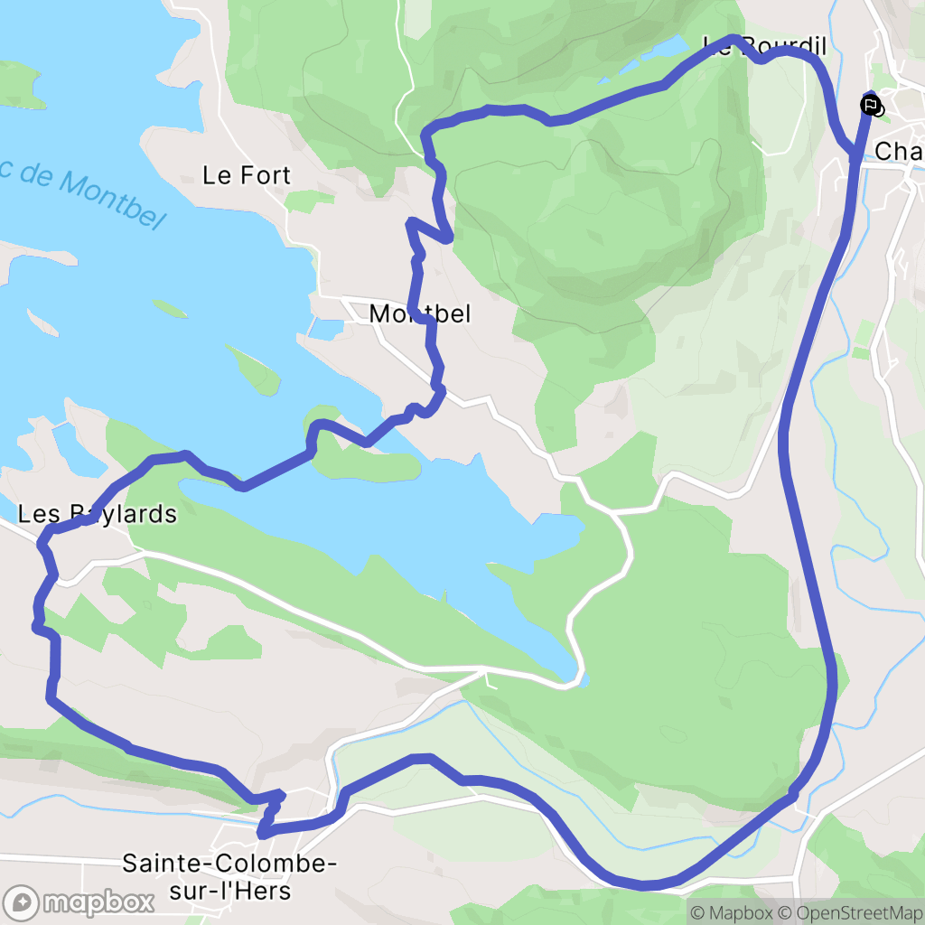 Montbel : carte du parcours de randonnée - France
