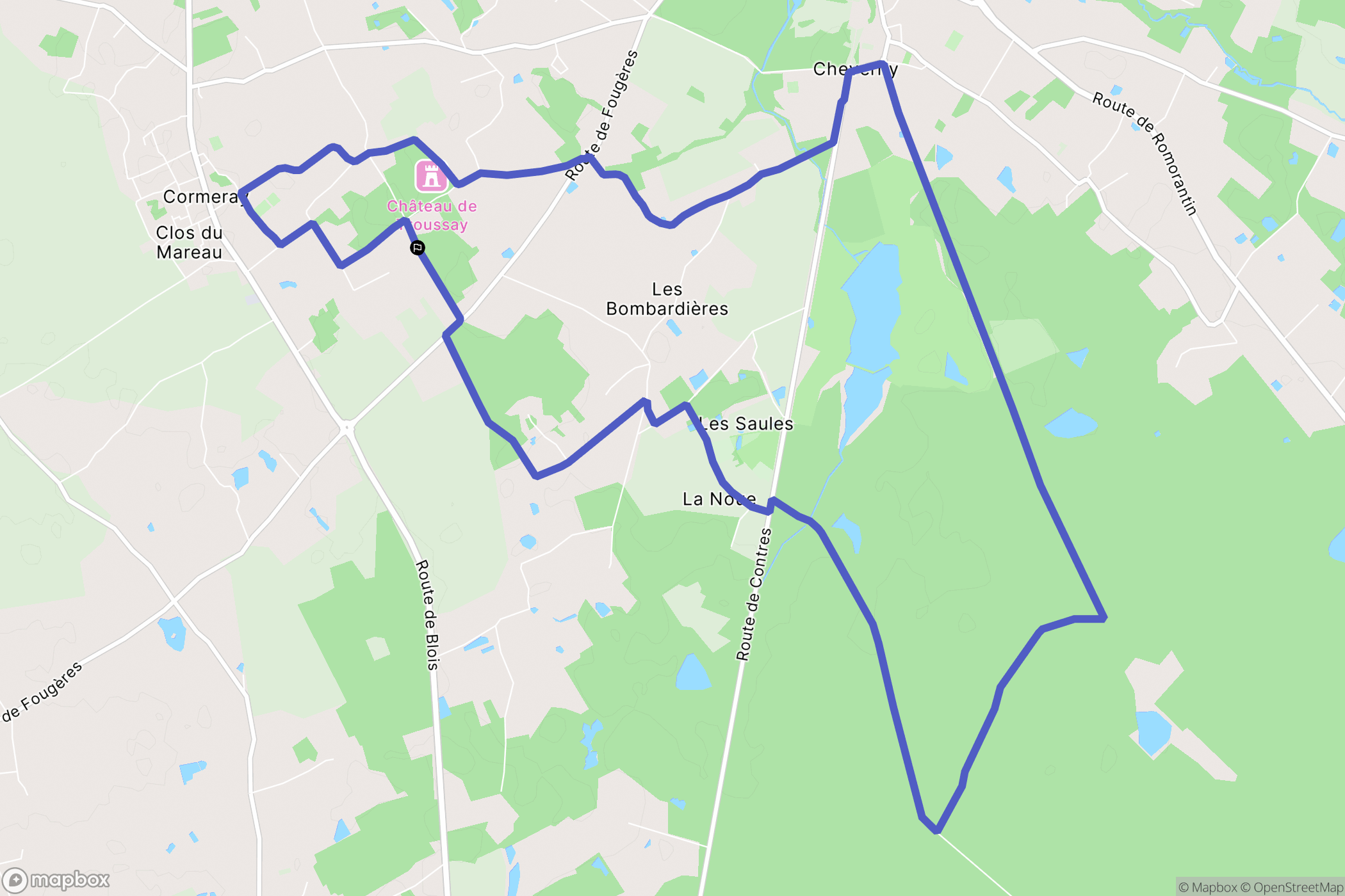 Cheverny : carte du parcours de randonnée - France