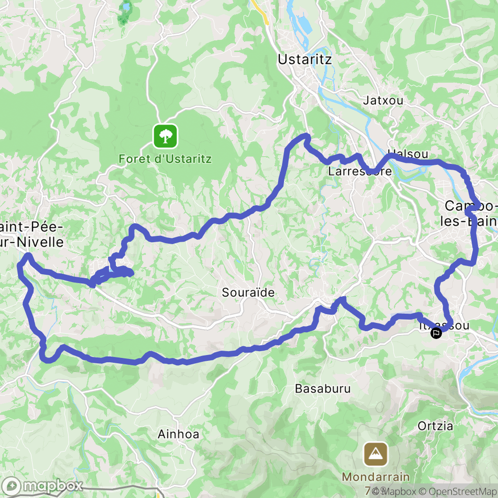 Itxassou : carte du parcours de randonnée - France