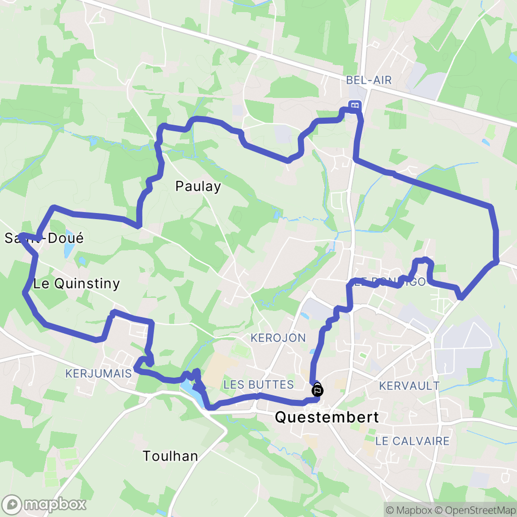 Questembert : carte du parcours de randonnée - France