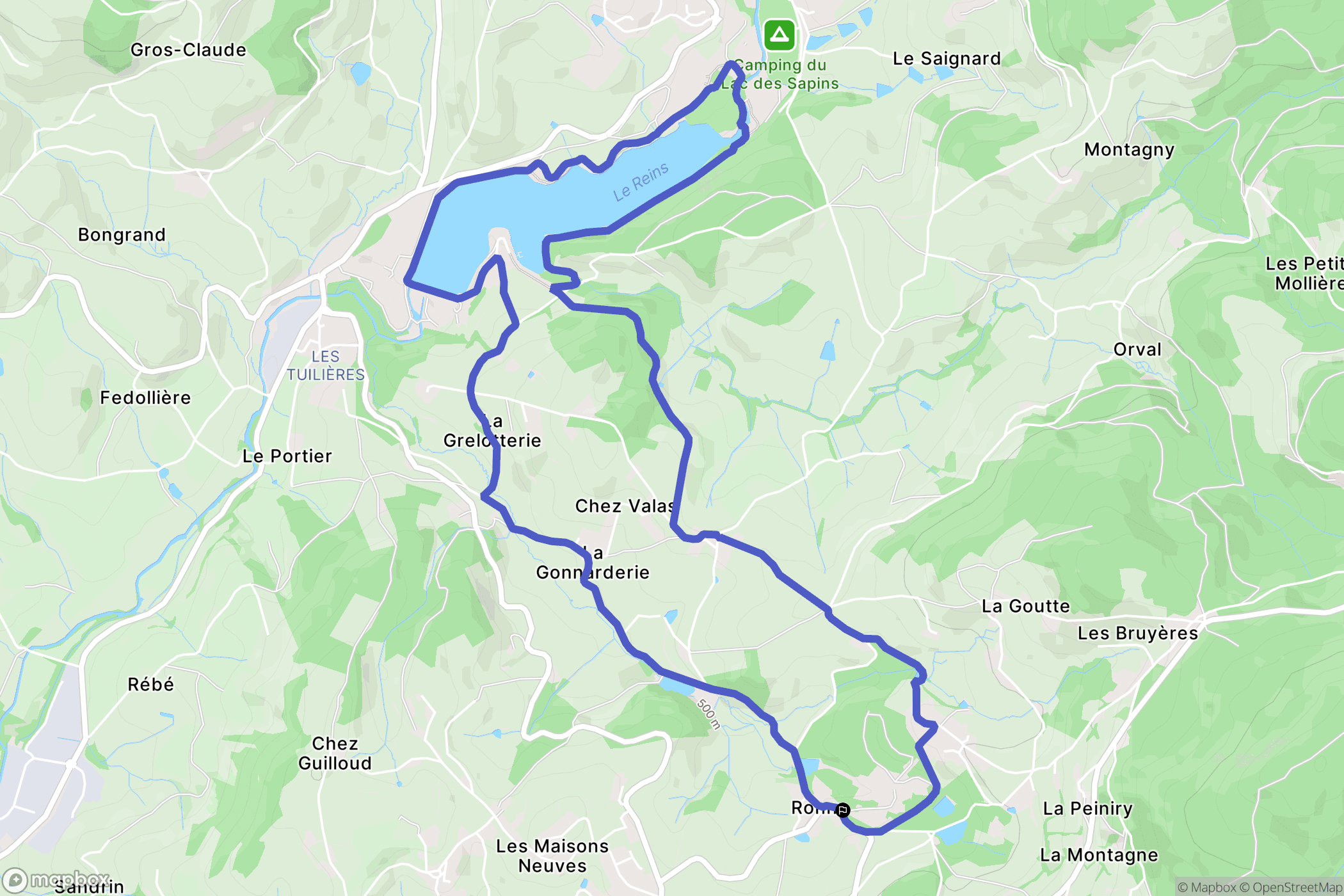 Ronno : carte du parcours de randonnée - France