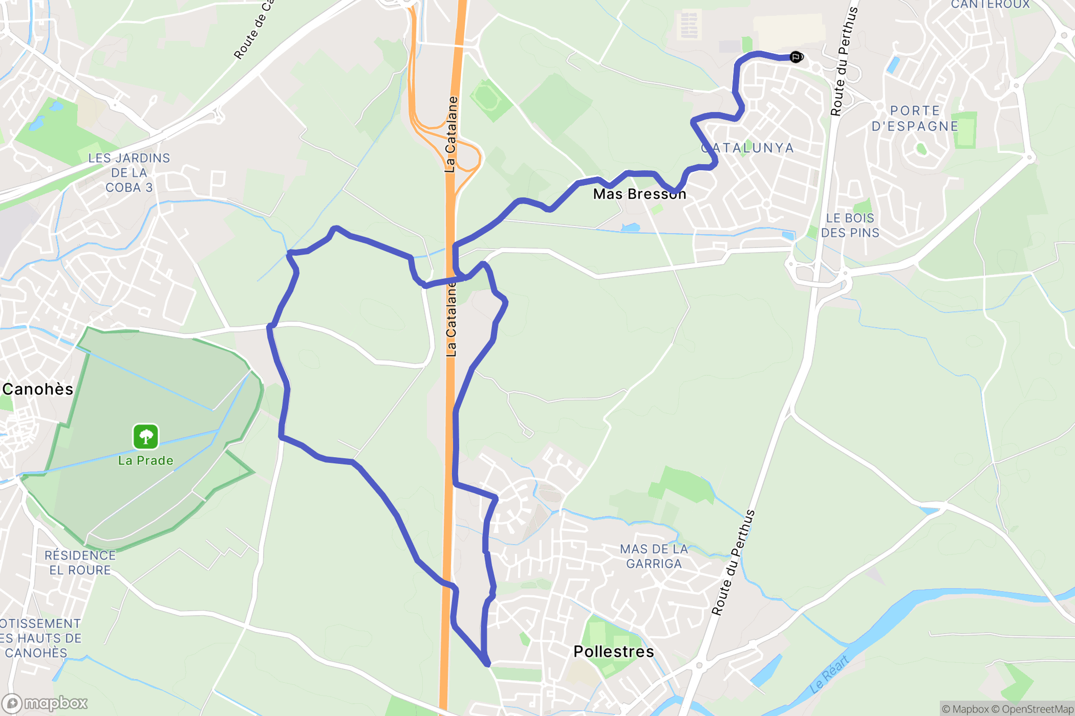 Perpignan : carte du parcours de randonnée - France