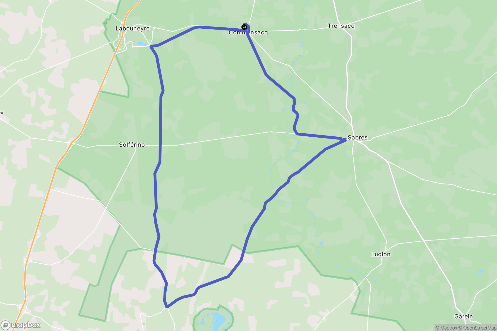 Commensacq : carte du parcours de randonnée - France