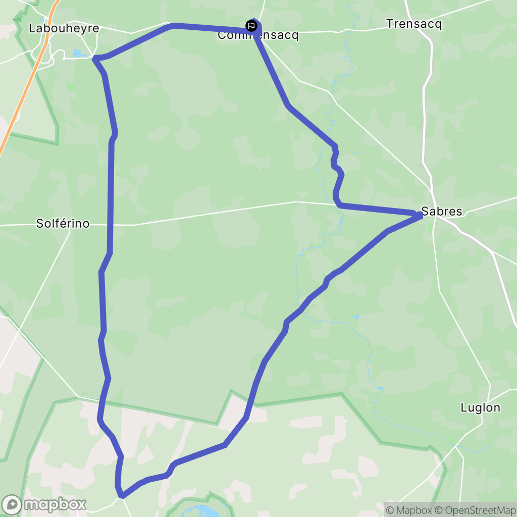 Commensacq : carte du parcours de randonnée - France