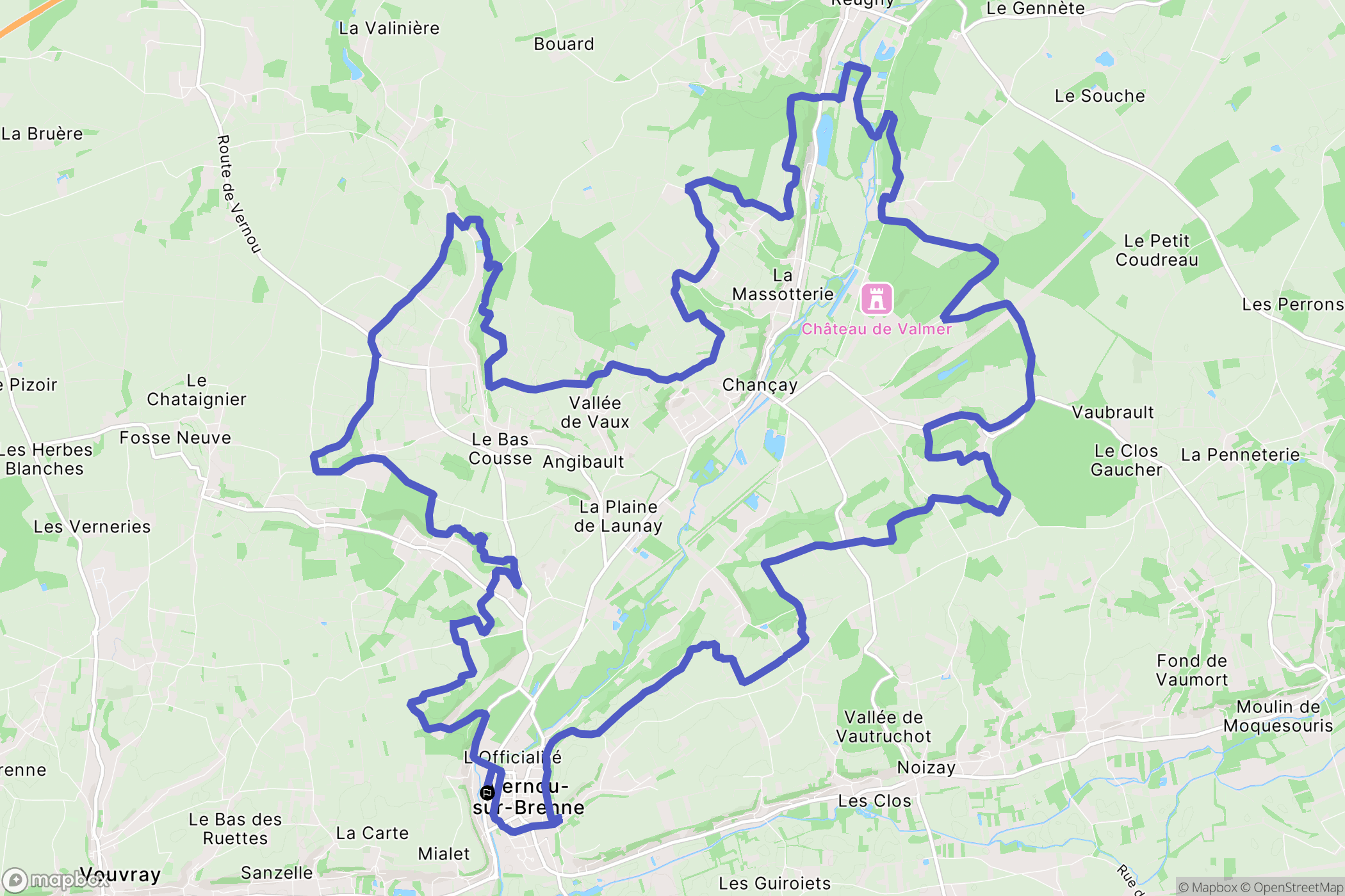 Vernou-sur-Brenne : carte du parcours de randonnée - France
