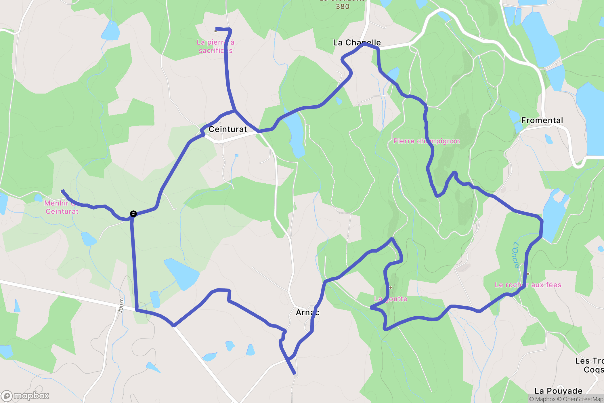 Cieux : carte du parcours de randonnée - France