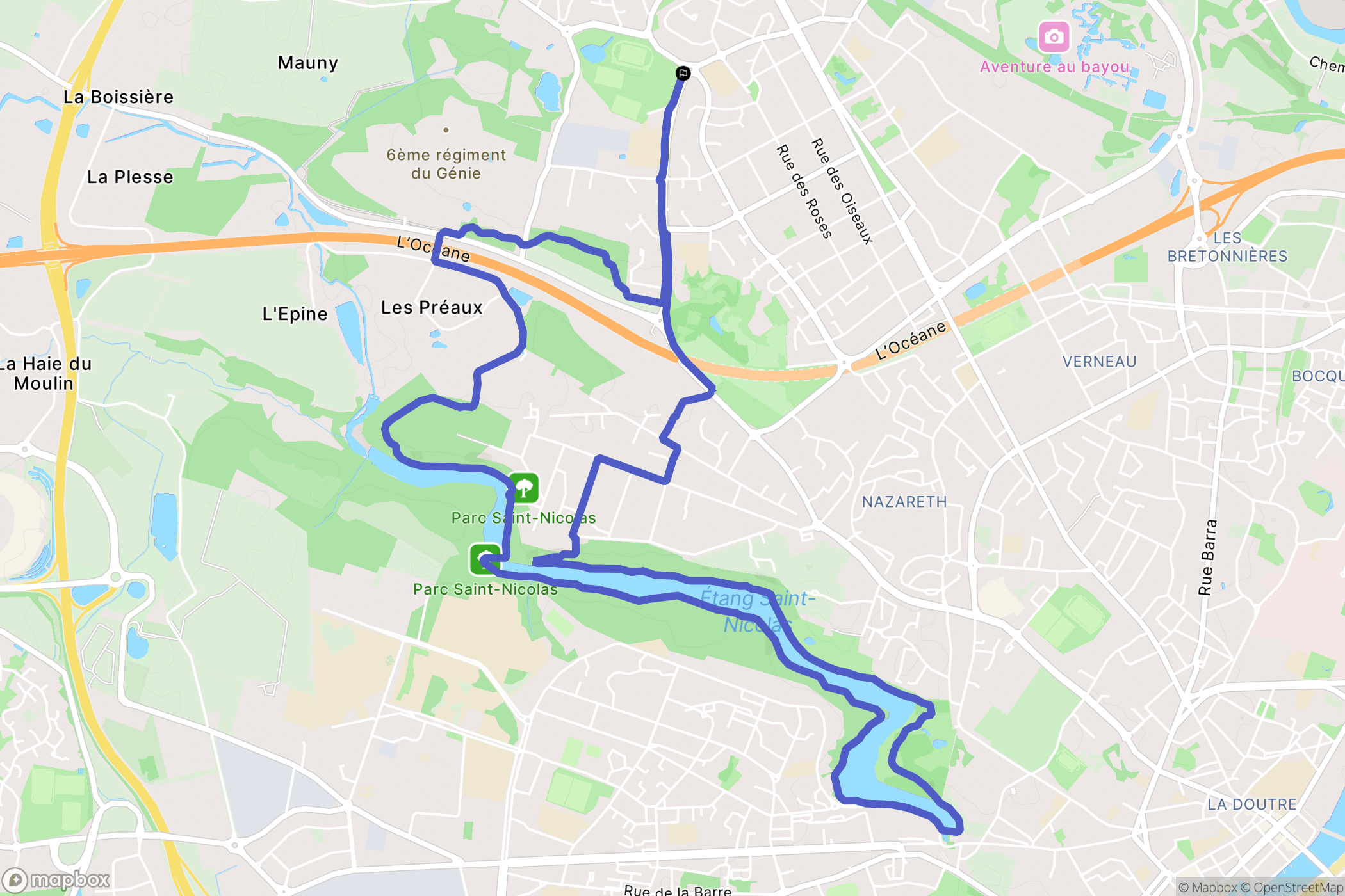 Avrillé : carte du parcours de randonnée - France