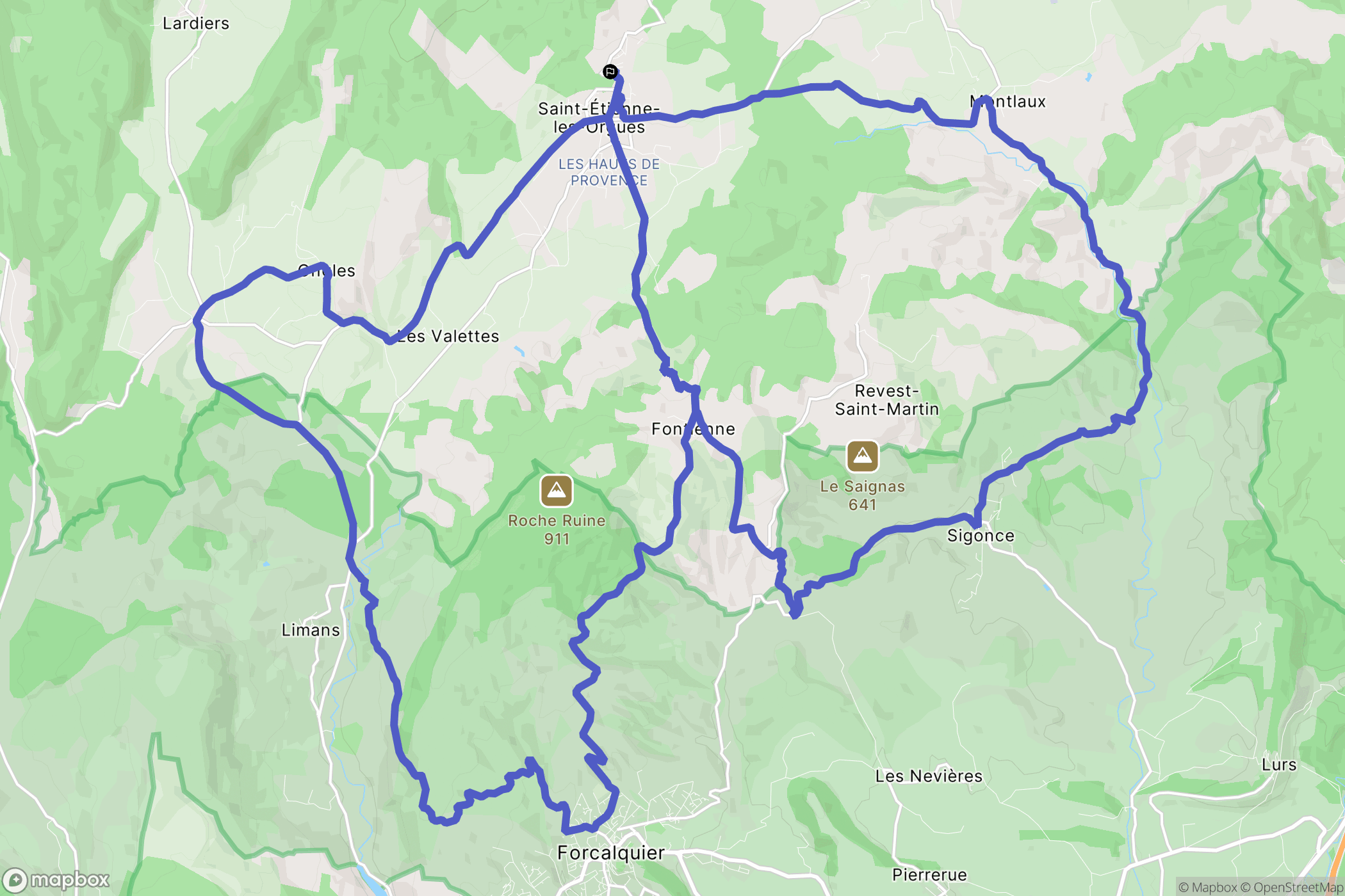 Saint-Étienne-les-Orgues : carte du parcours de randonnée - France