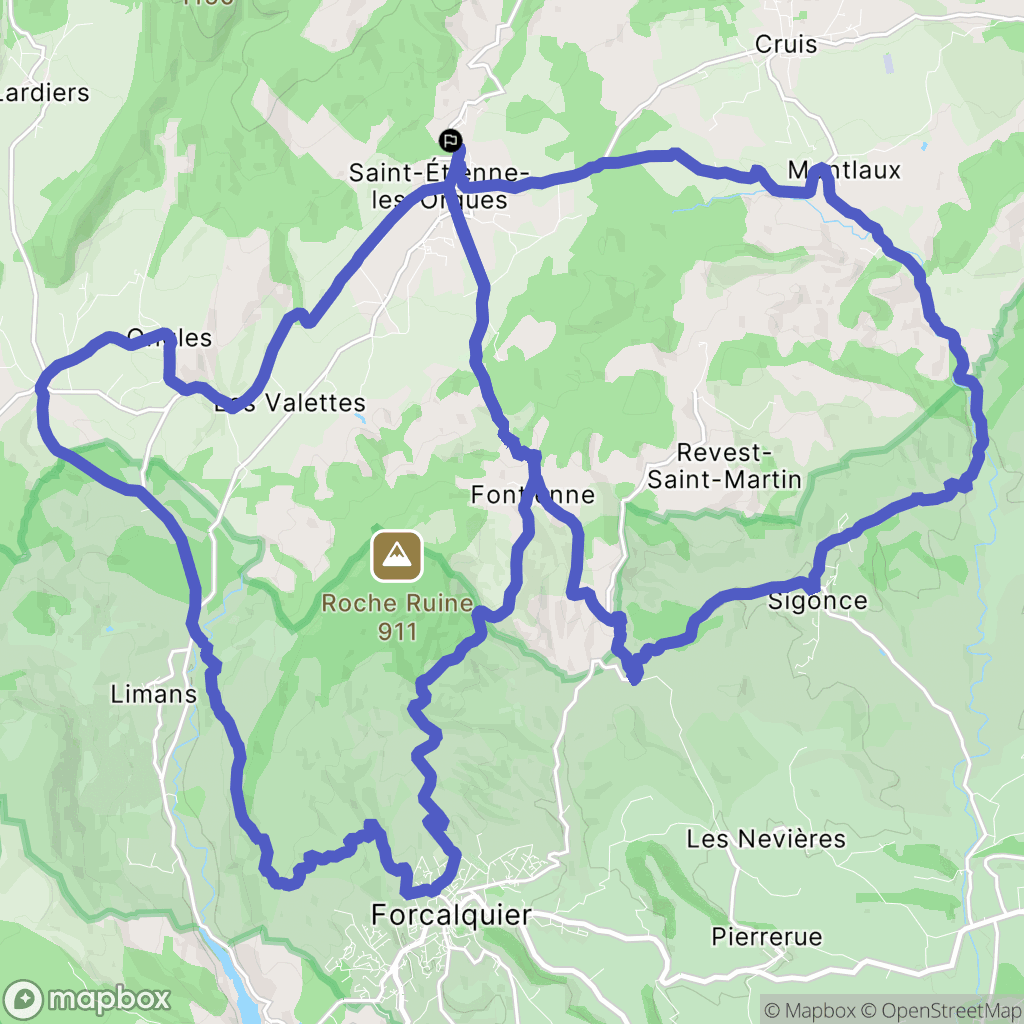 Saint-Étienne-les-Orgues : carte du parcours de randonnée - France