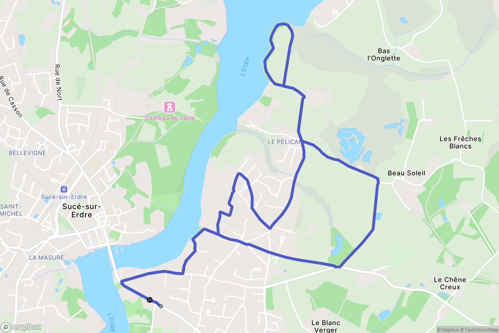 Sucé-sur-Erdre : carte du parcours de randonnée - France