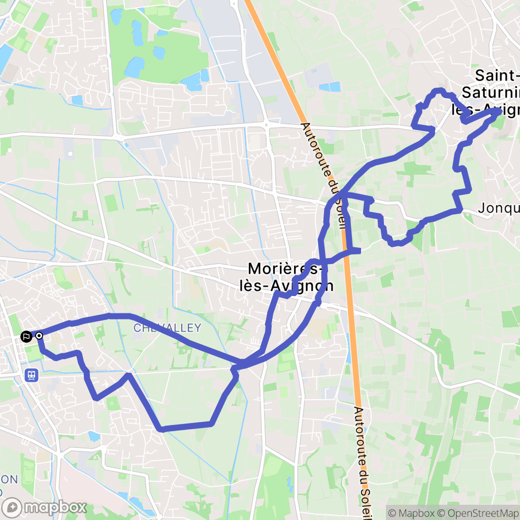 Avignon : carte du parcours de randonnée - France