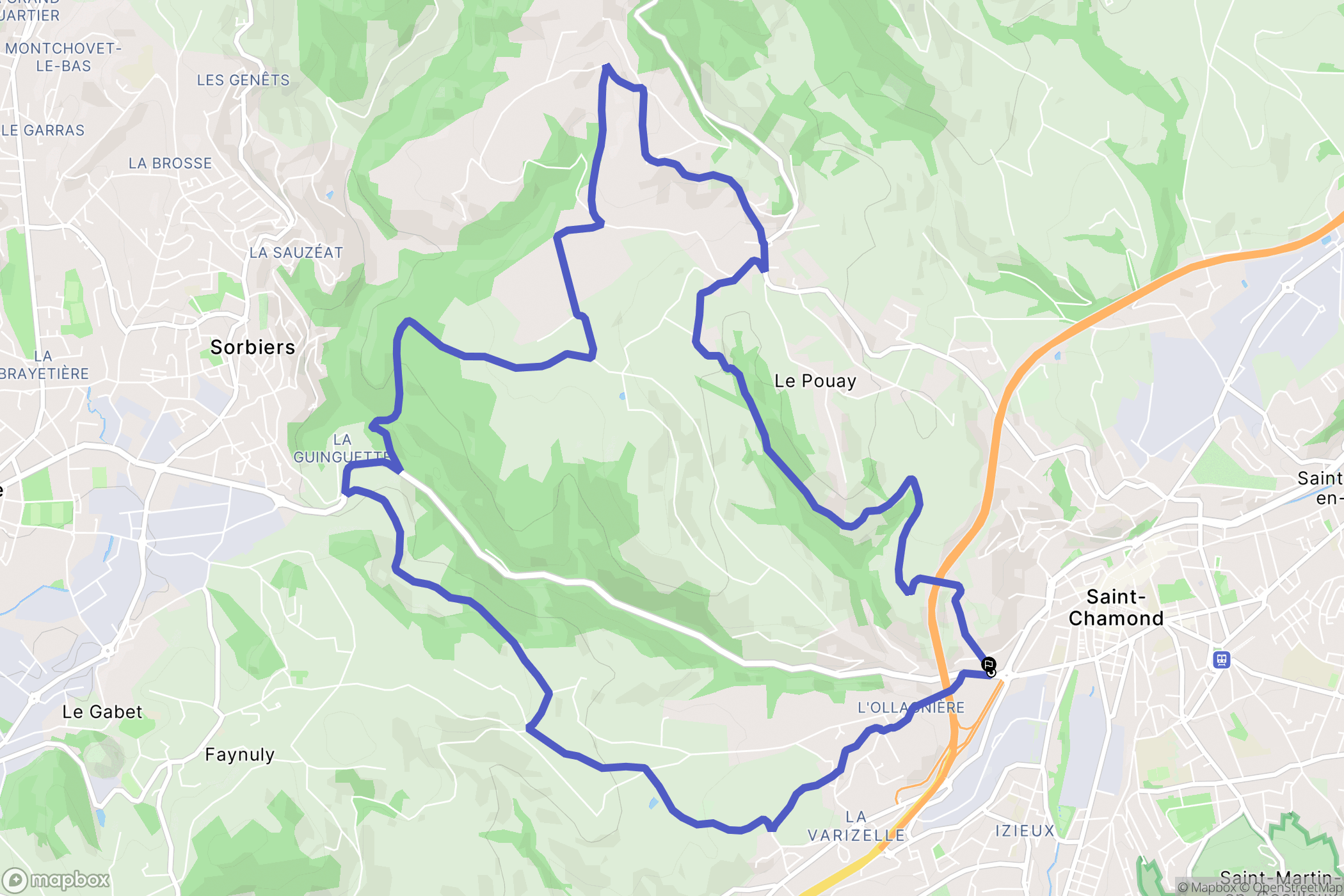 Saint-Chamond : carte du parcours de randonnée - France