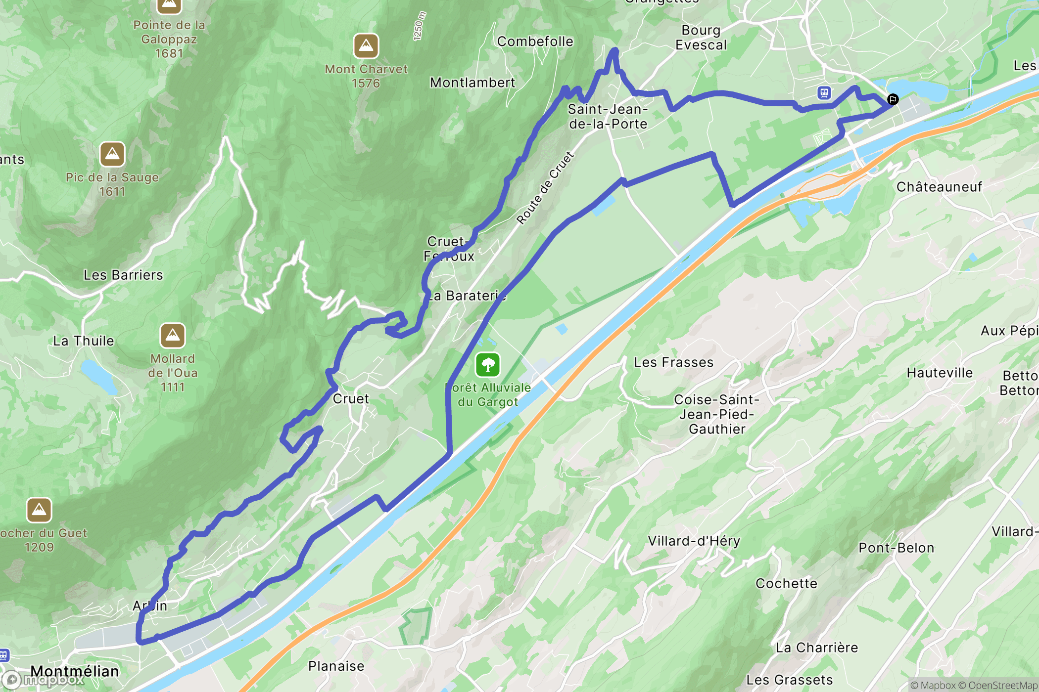 Saint-Pierre-d'Albigny : carte du parcours de randonnée - France