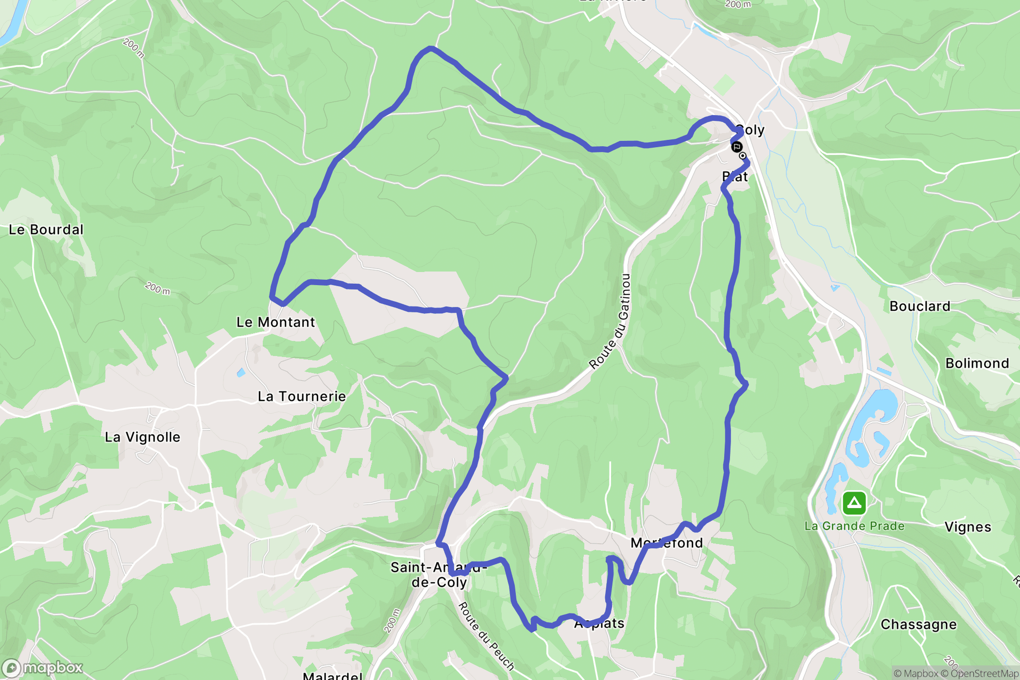 Coly-Saint-Amand : carte du parcours de randonnée - France