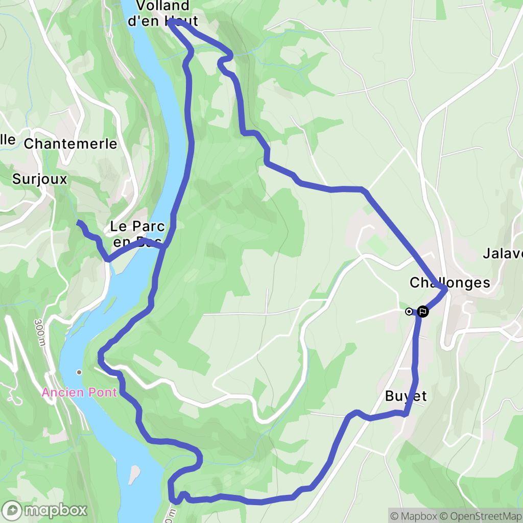 Challonges : carte du parcours de randonnée - France