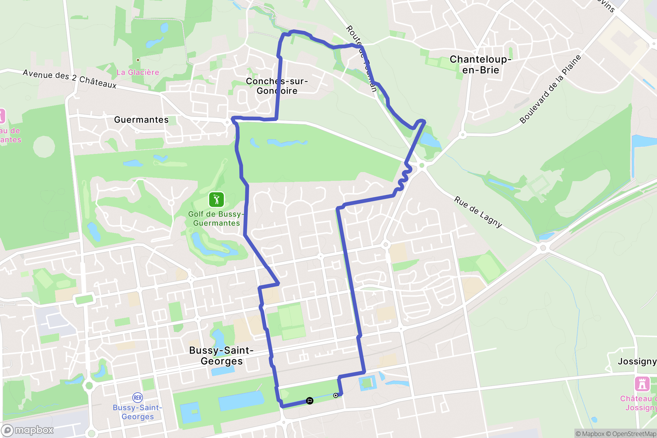 Bussy-Saint-Georges : carte du parcours de randonnée - France