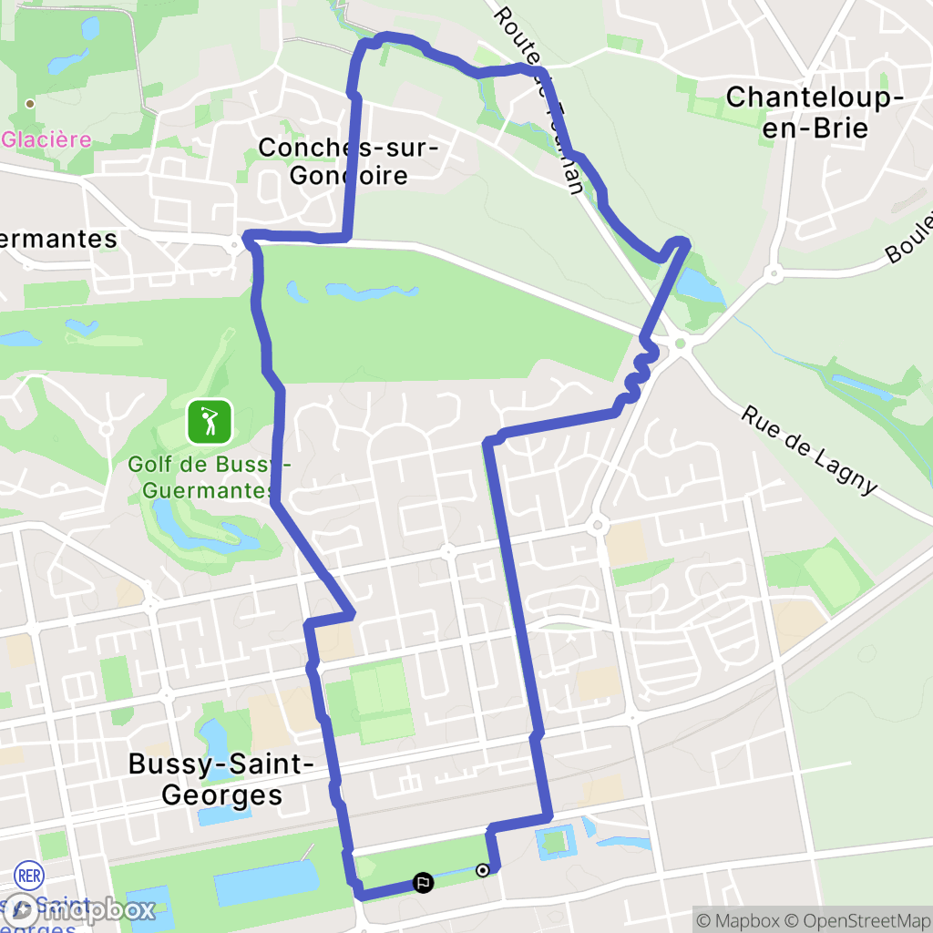 Bussy-Saint-Georges : carte du parcours de randonnée - France