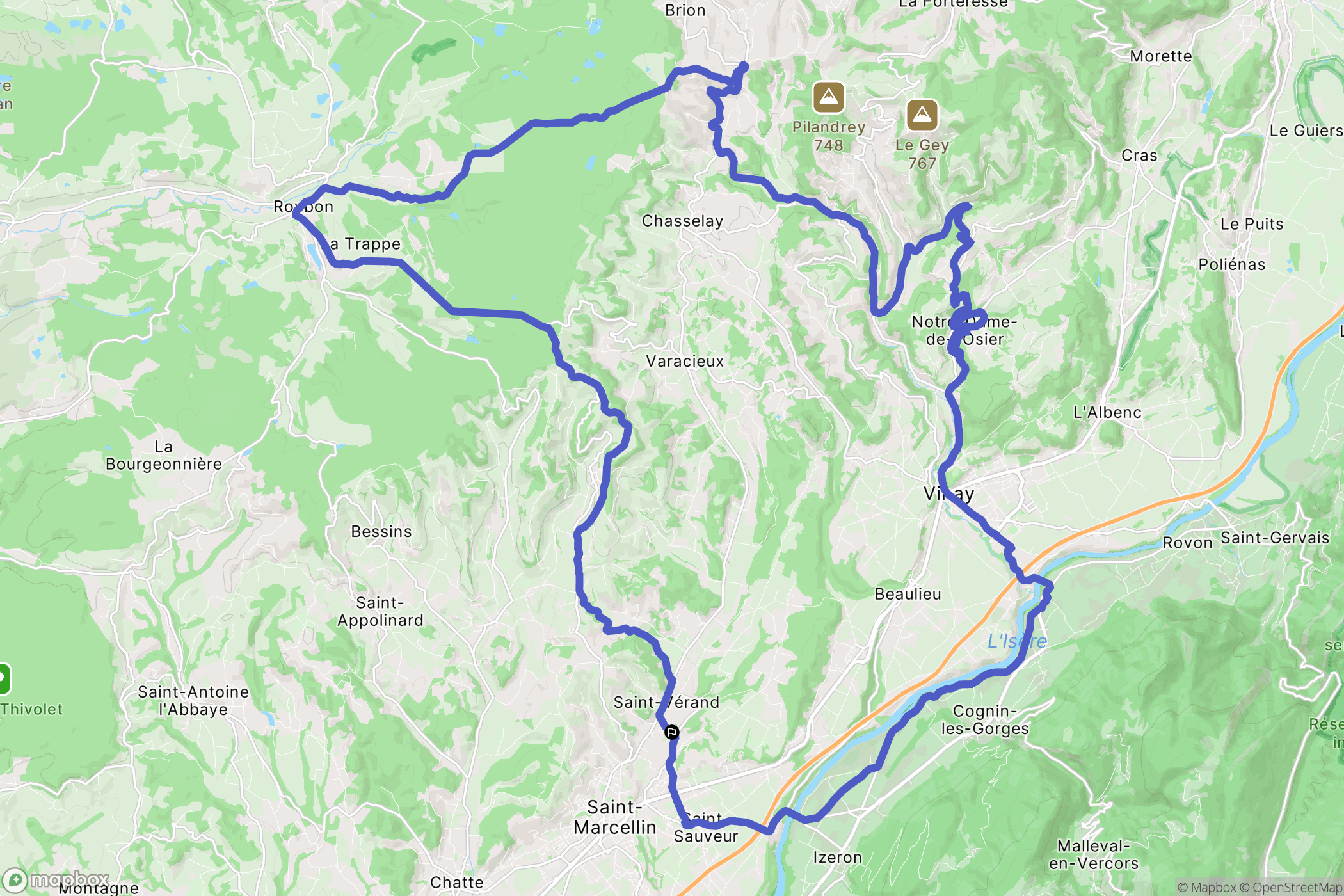 Saint-Vérand : carte du parcours de randonnée - France
