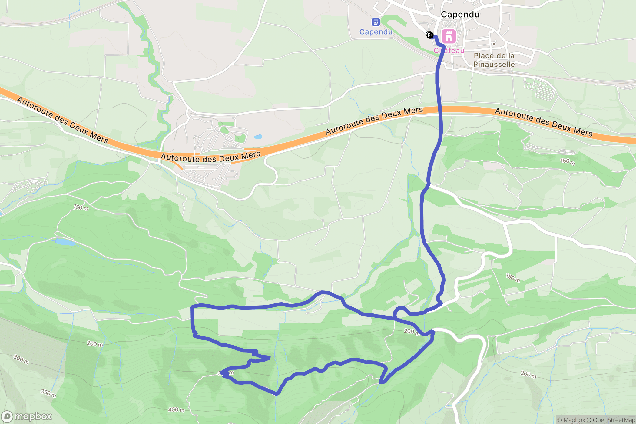 Capendu : carte du parcours de randonnée - France