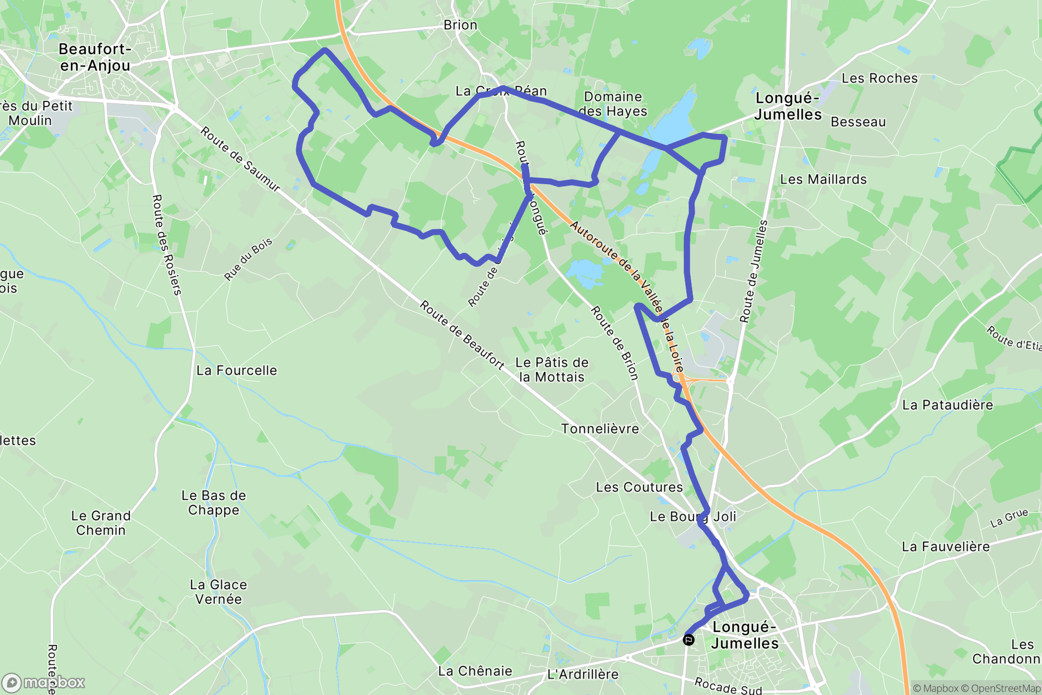 Longué-Jumelles : carte du parcours de randonnée - France